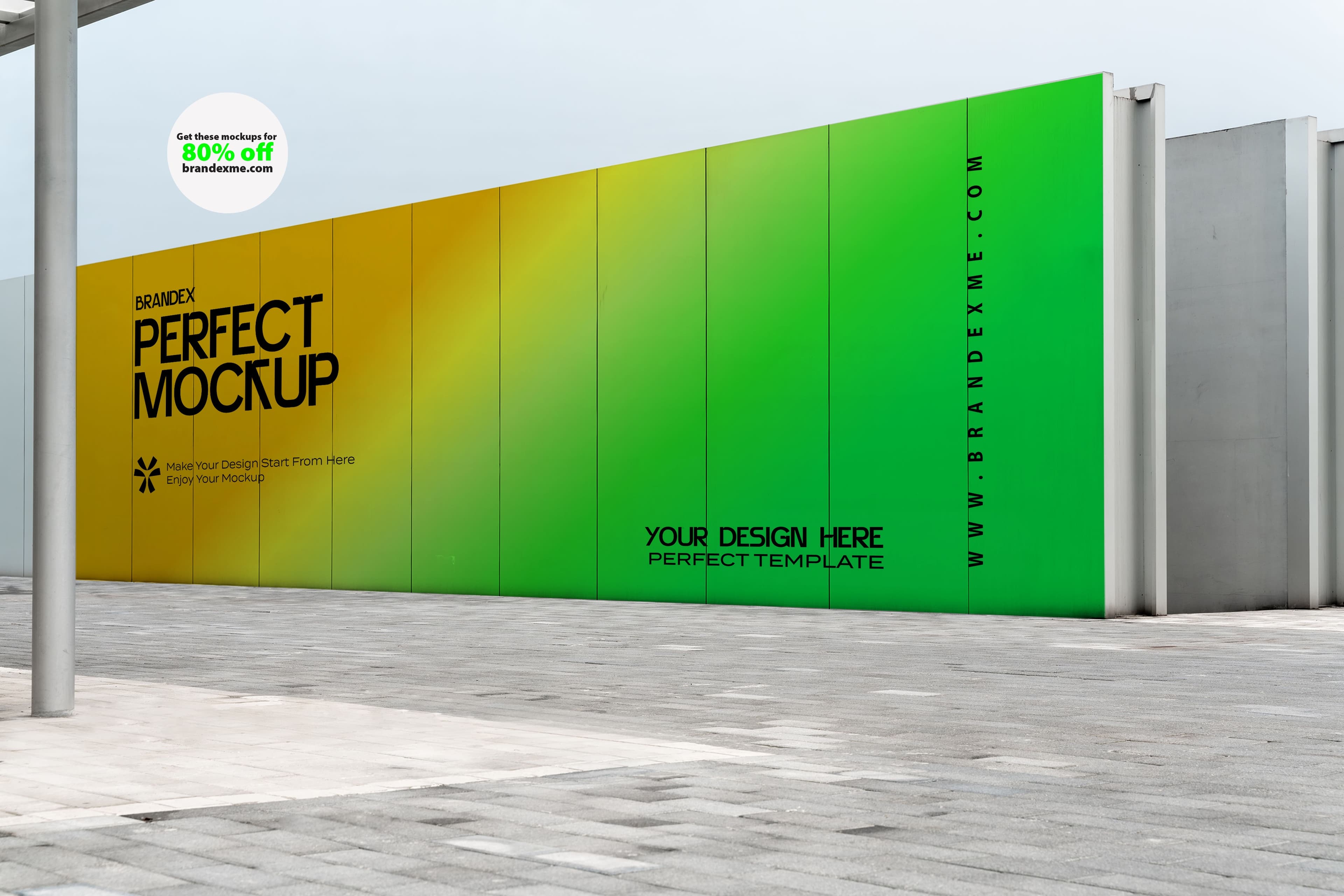 Gradient billboard on urban street mockup