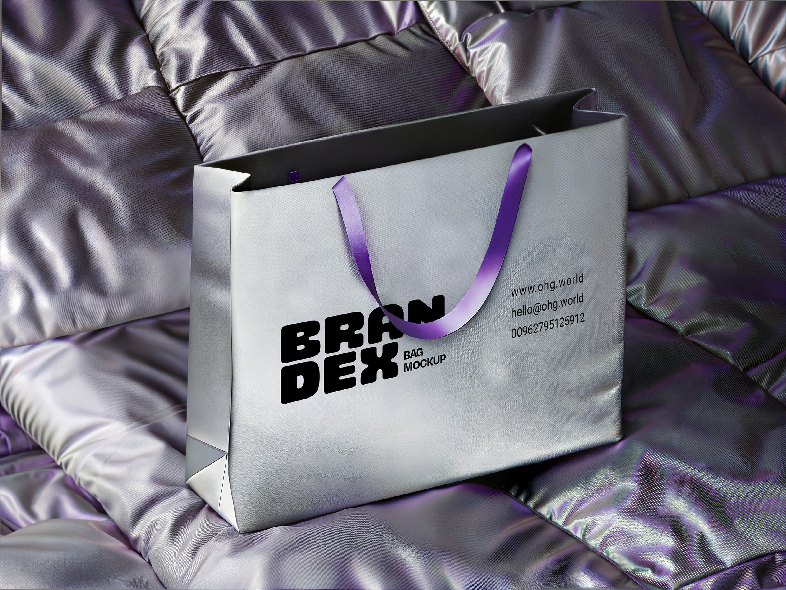 Metallic shopping bag mockup
