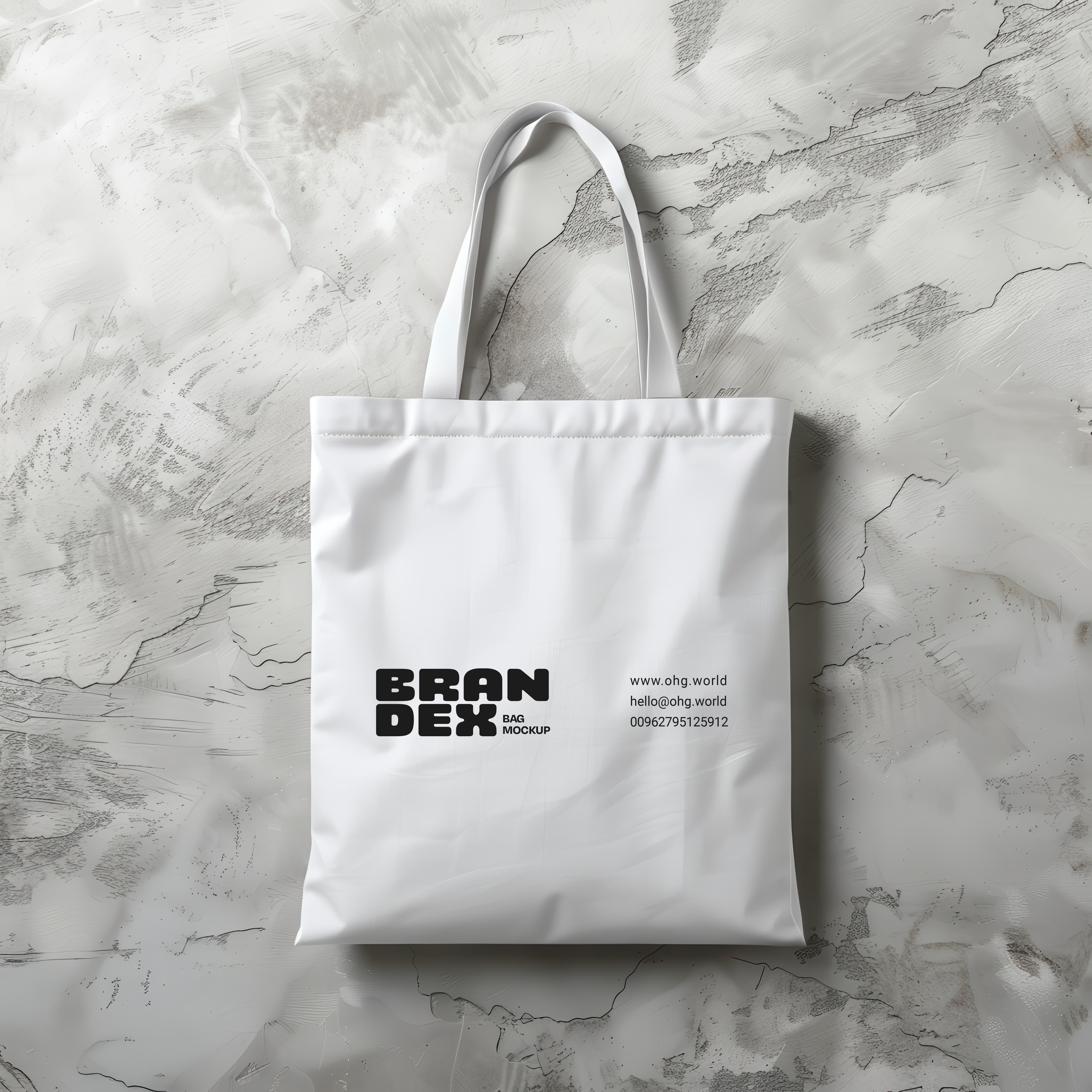 White tote bag with text mockup