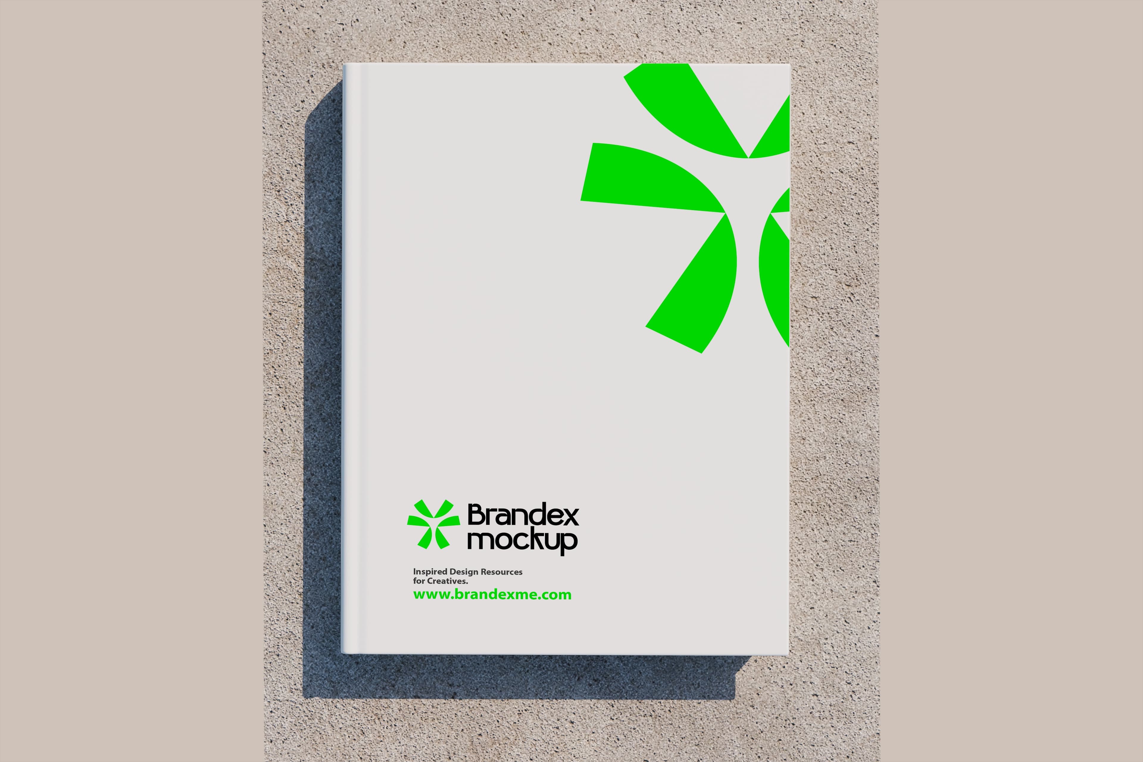 Green abstract hardcover book mockup