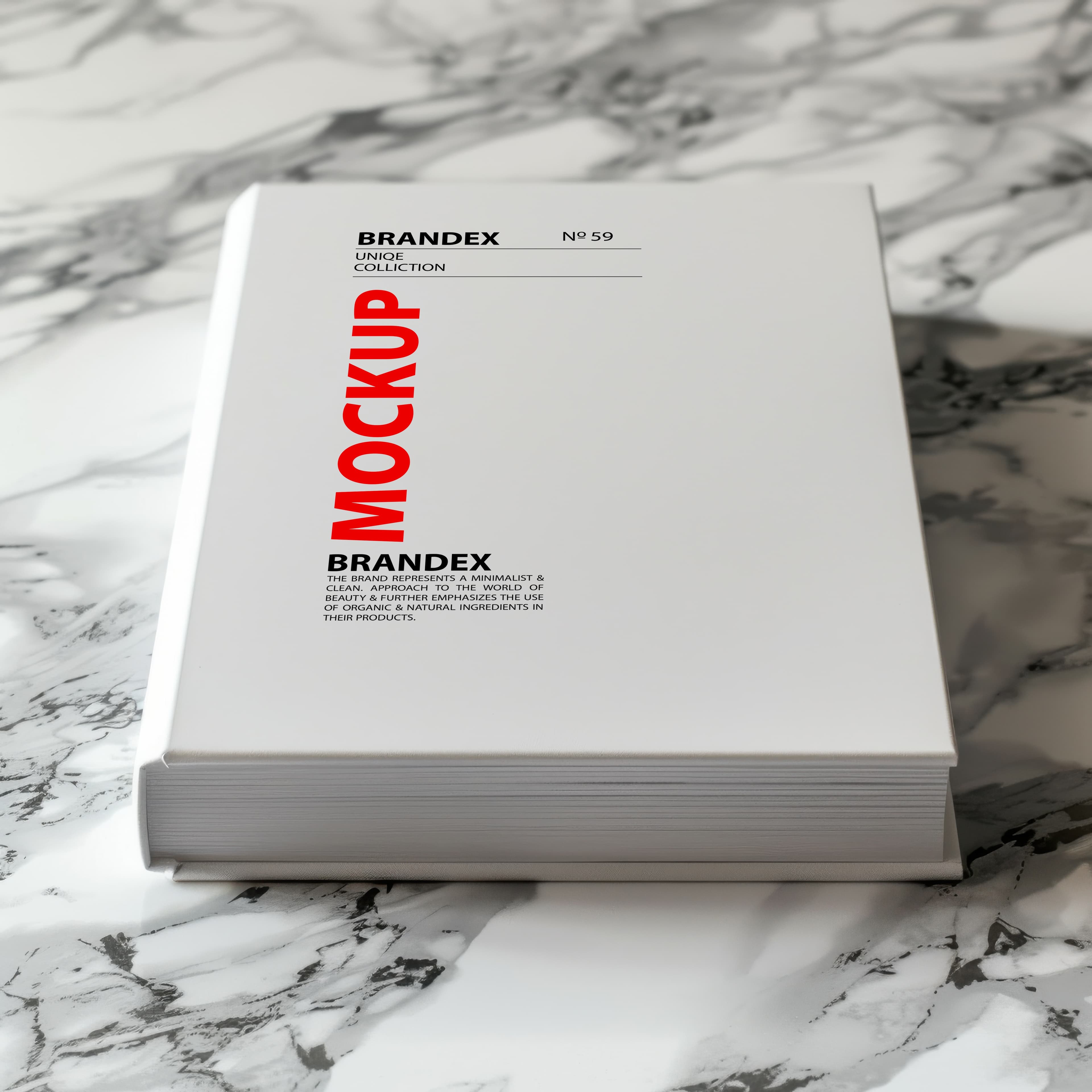 Hardcover book mockup on marble