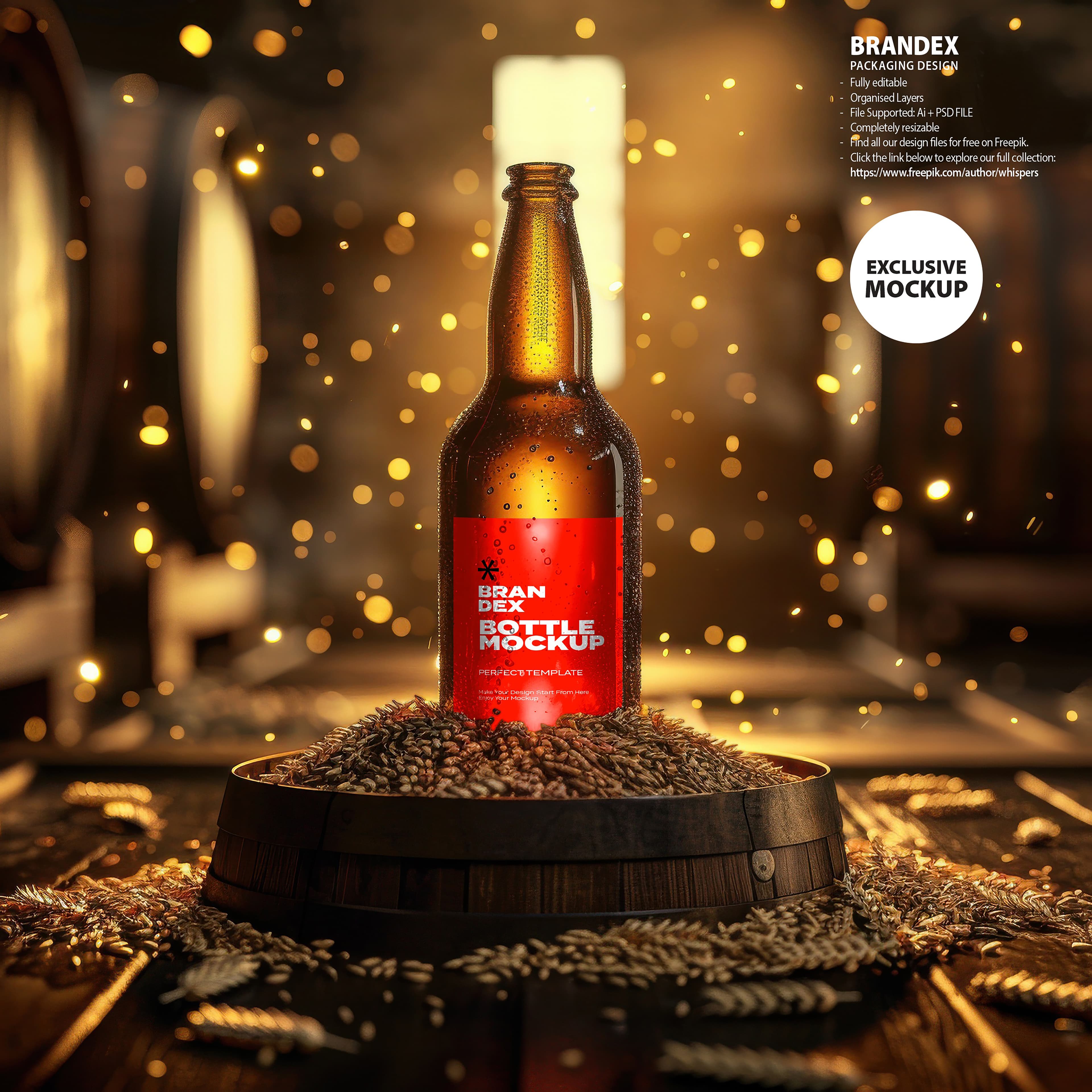 Rustic amber beer mockup