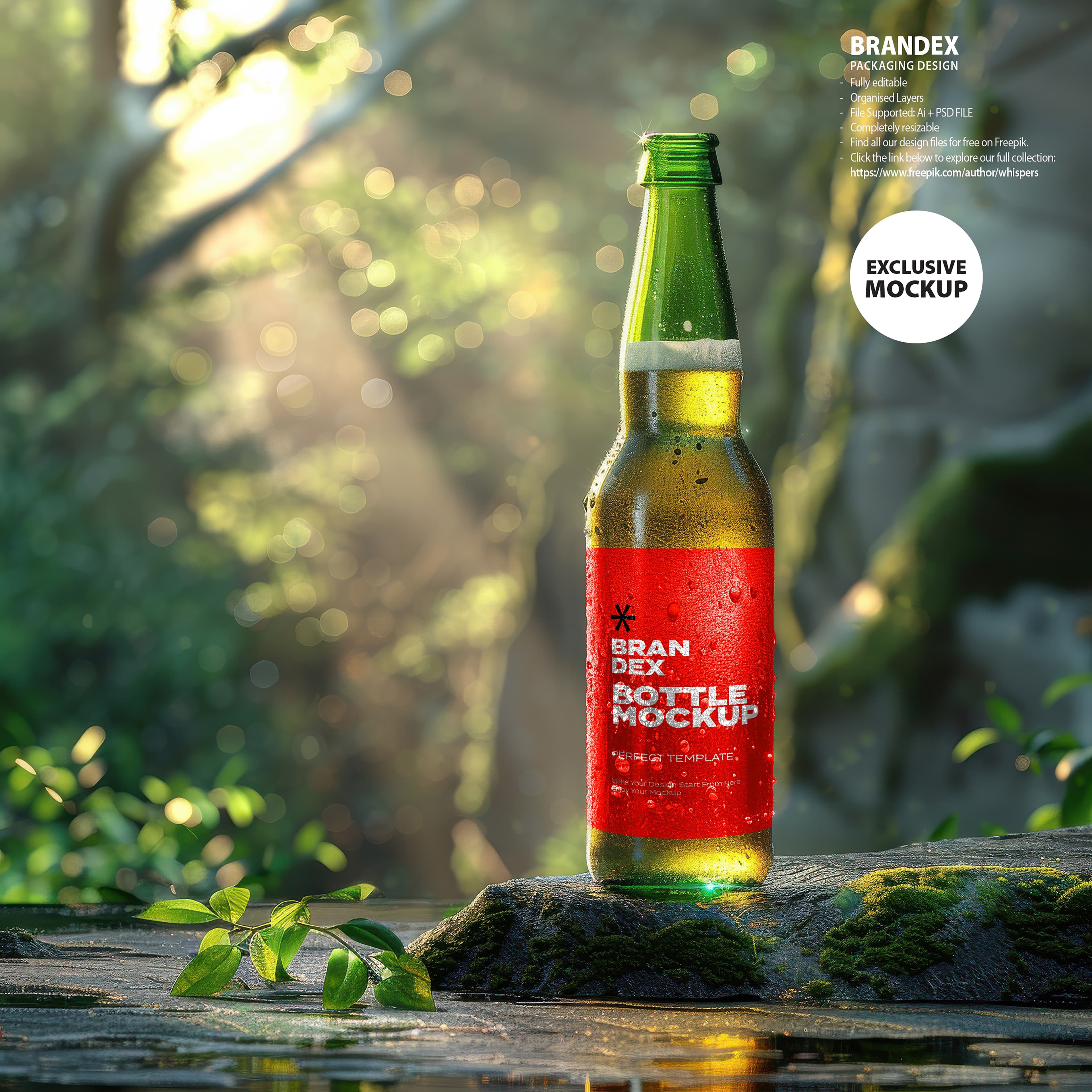 Outdoor glass beer mockup