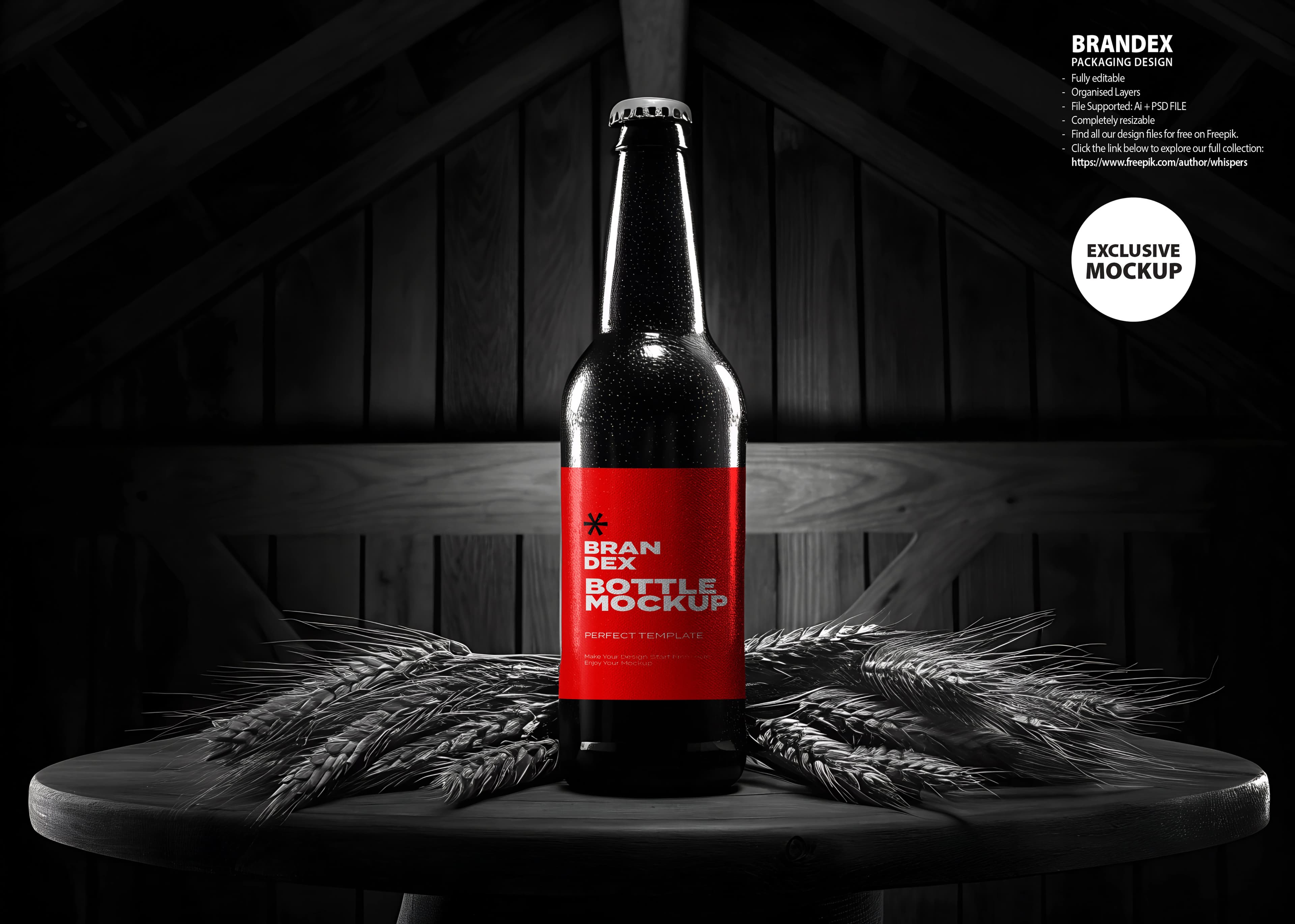Dark beer with red label mockup