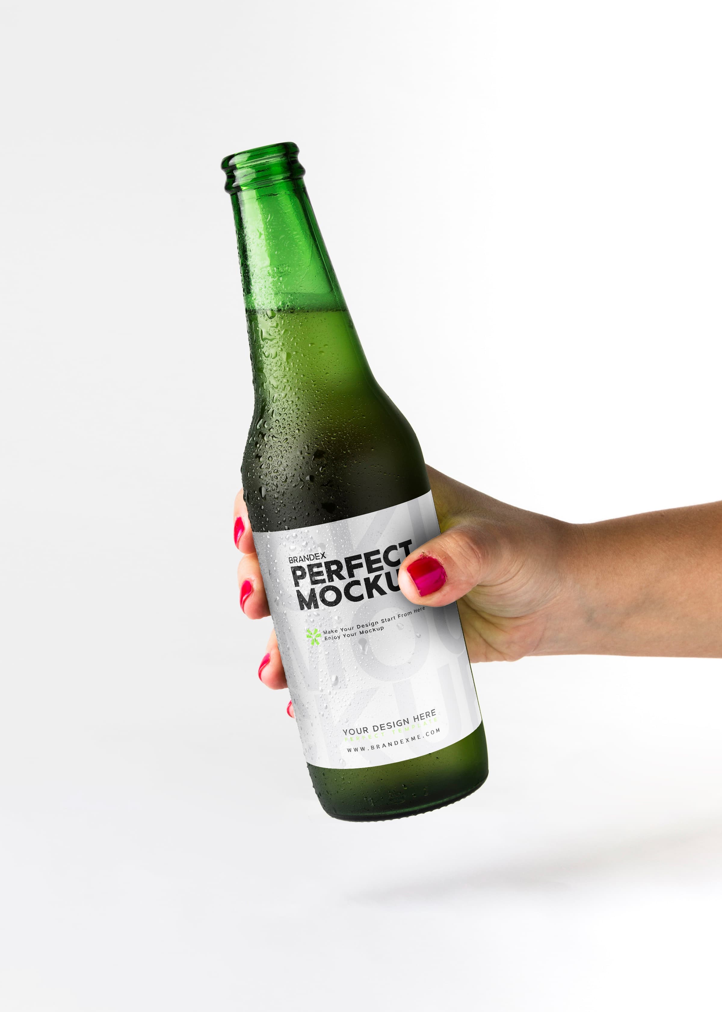 Green glass beer mockup