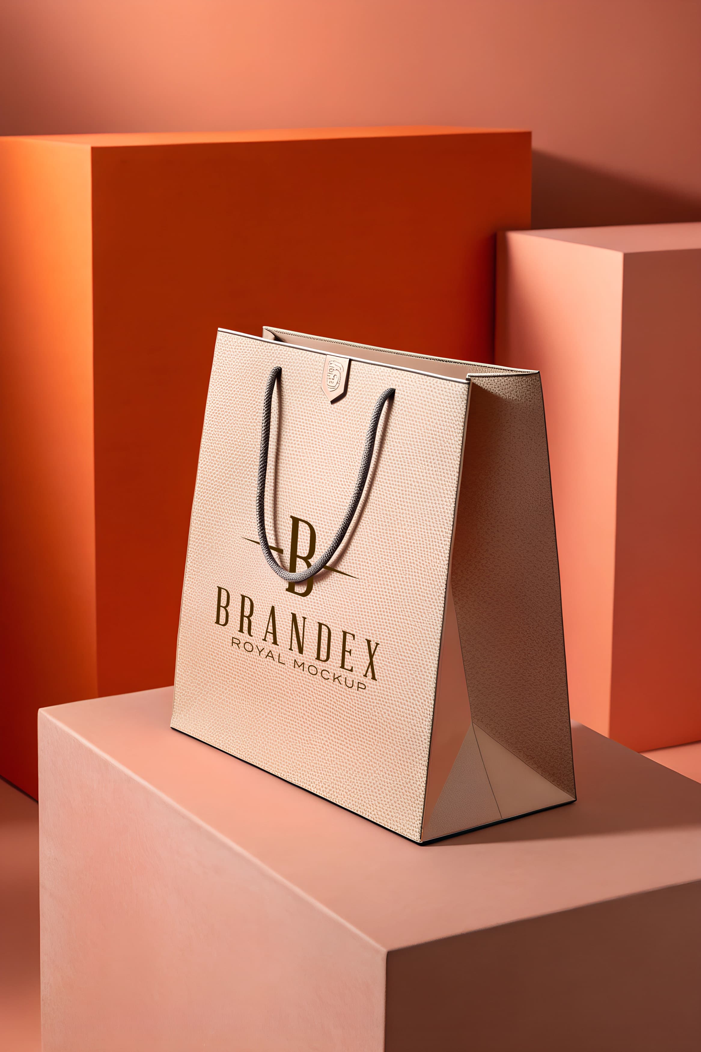 Textured luxury shopping bag mockup