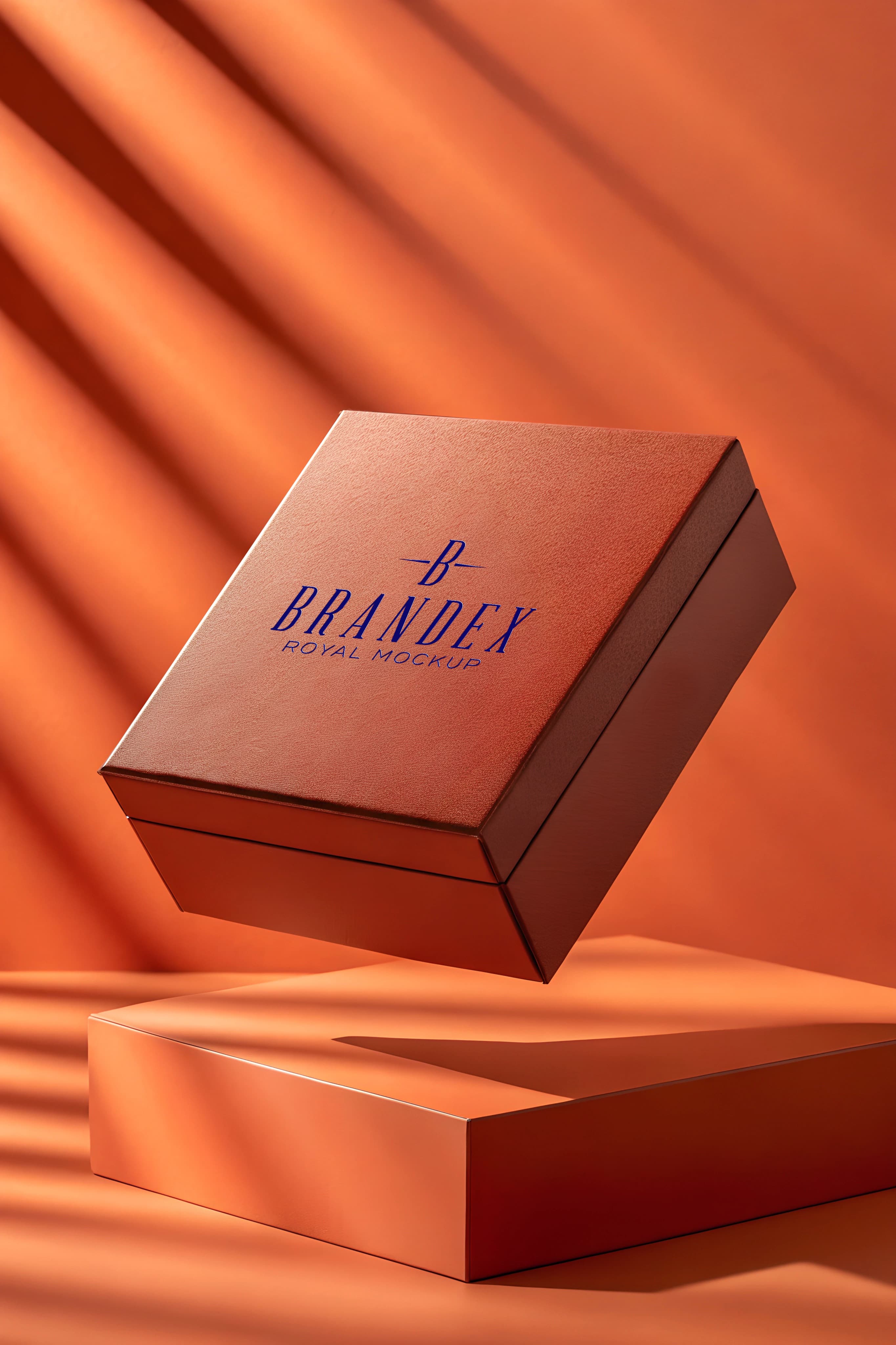 Floating orange gift mockup