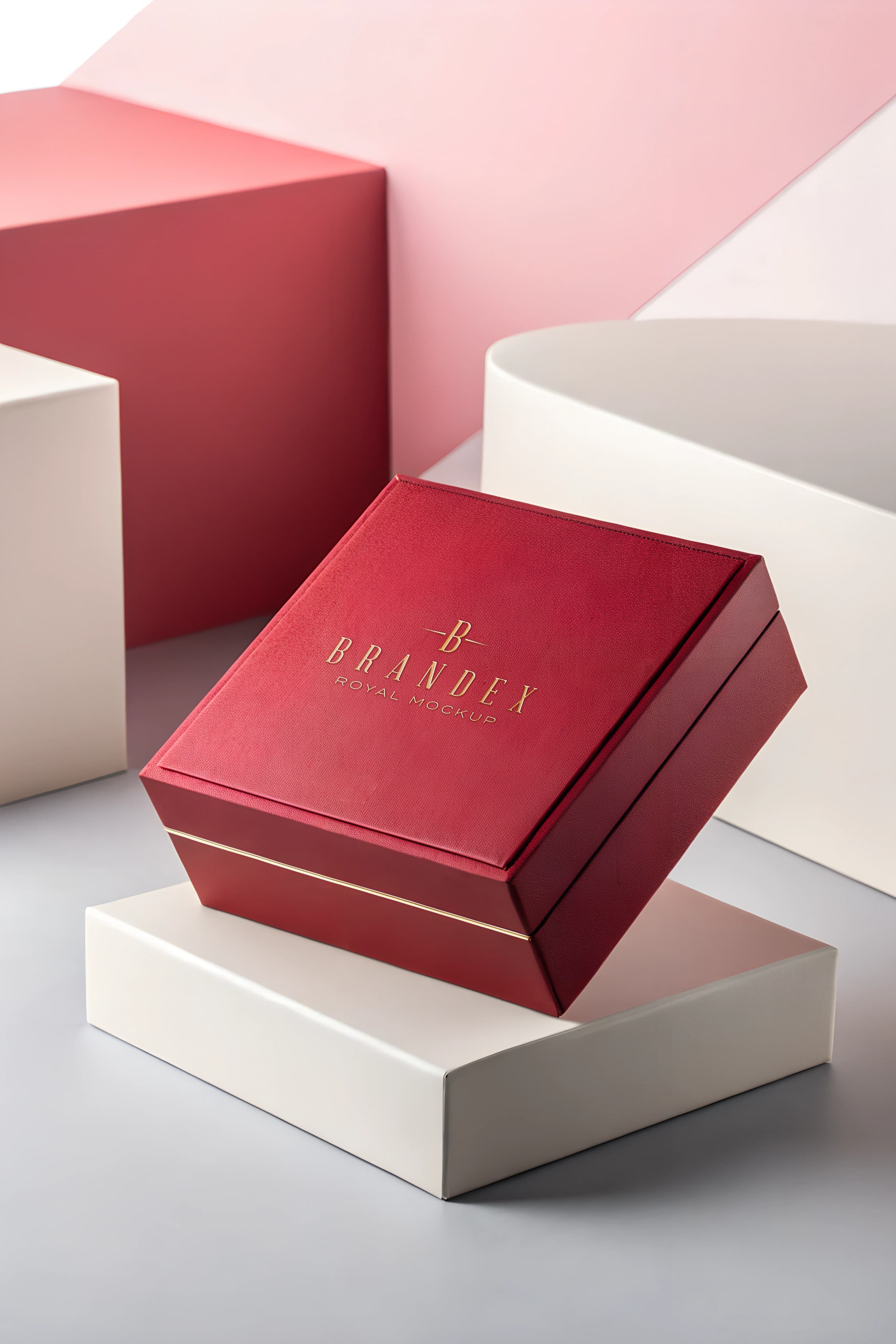 Red luxury gift mockup
