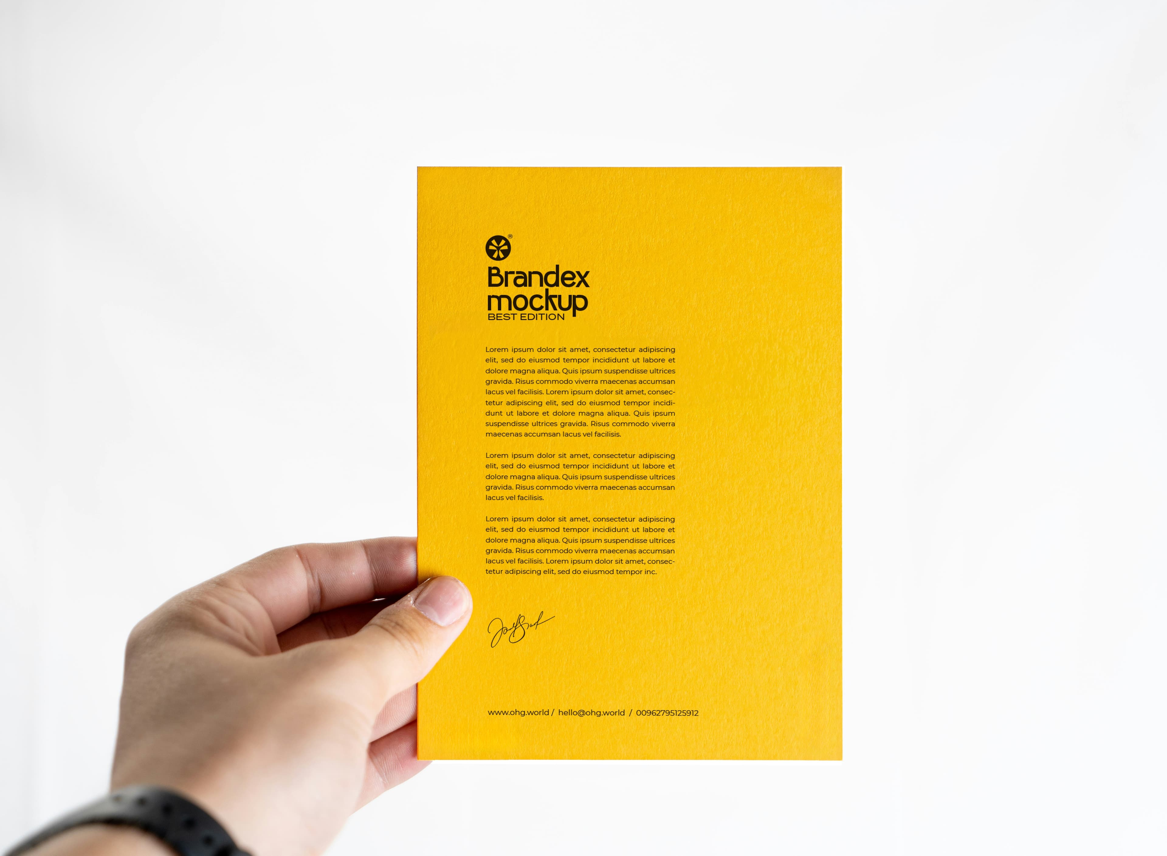 Vibrant yellow letterhead mockup