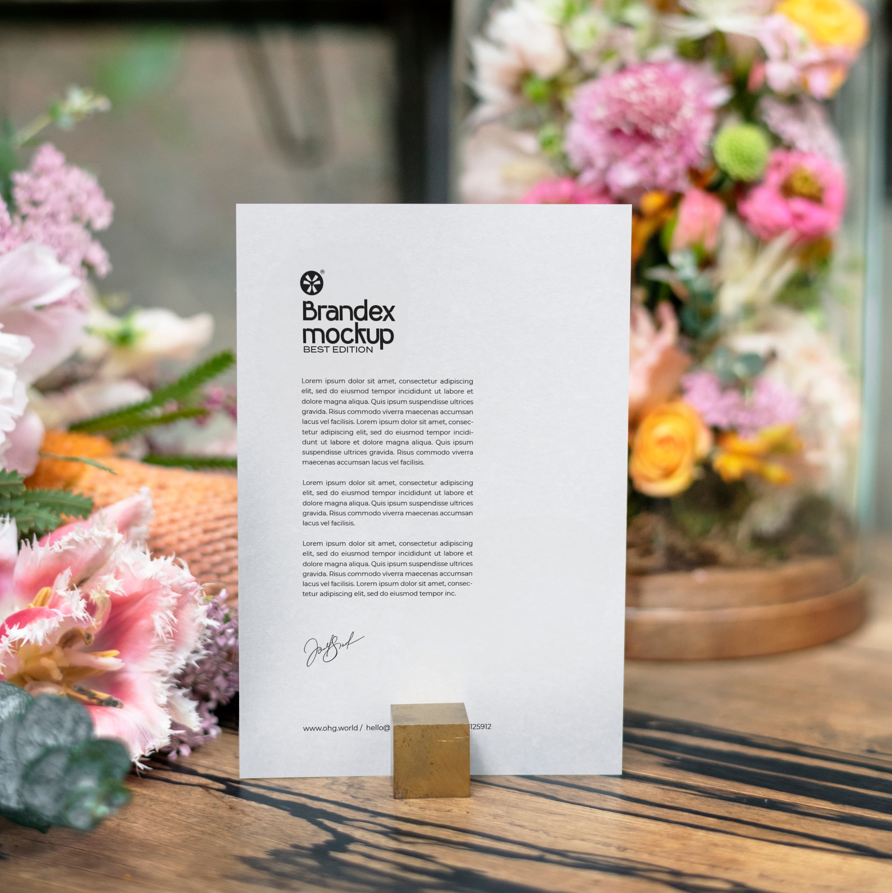 Elegant floral letterhead mockup