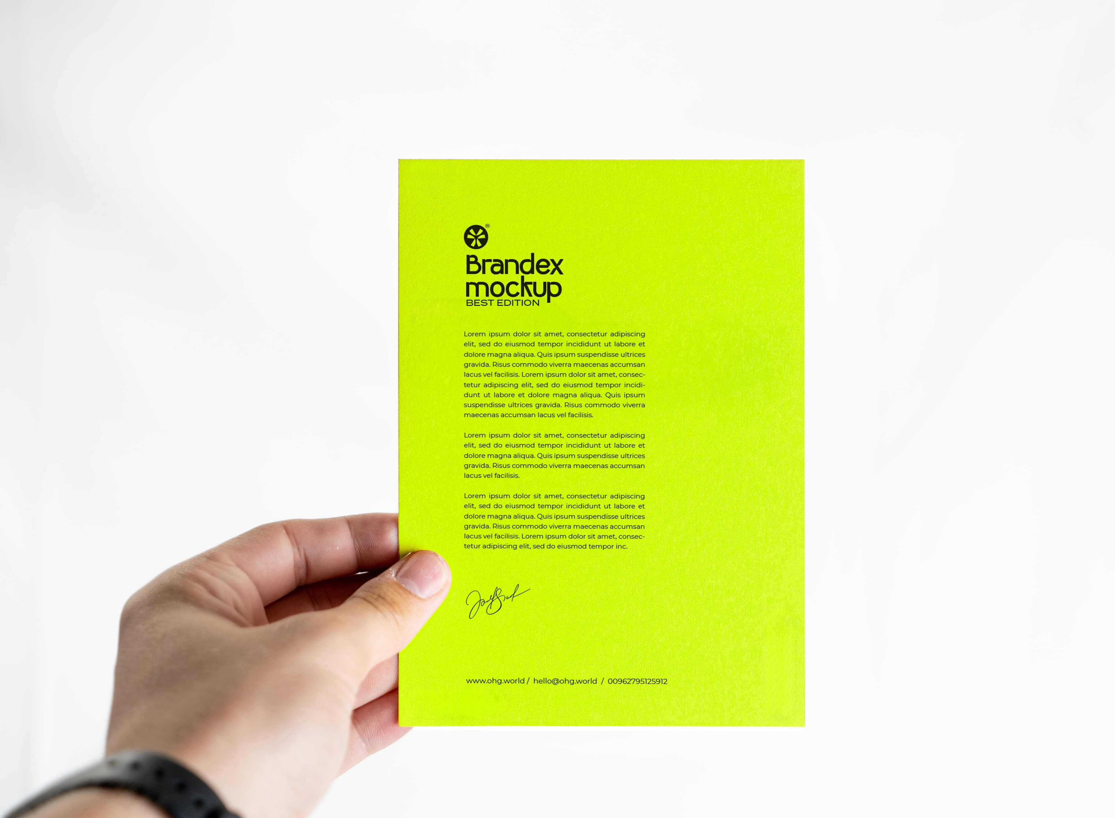 Neon green paper mockup