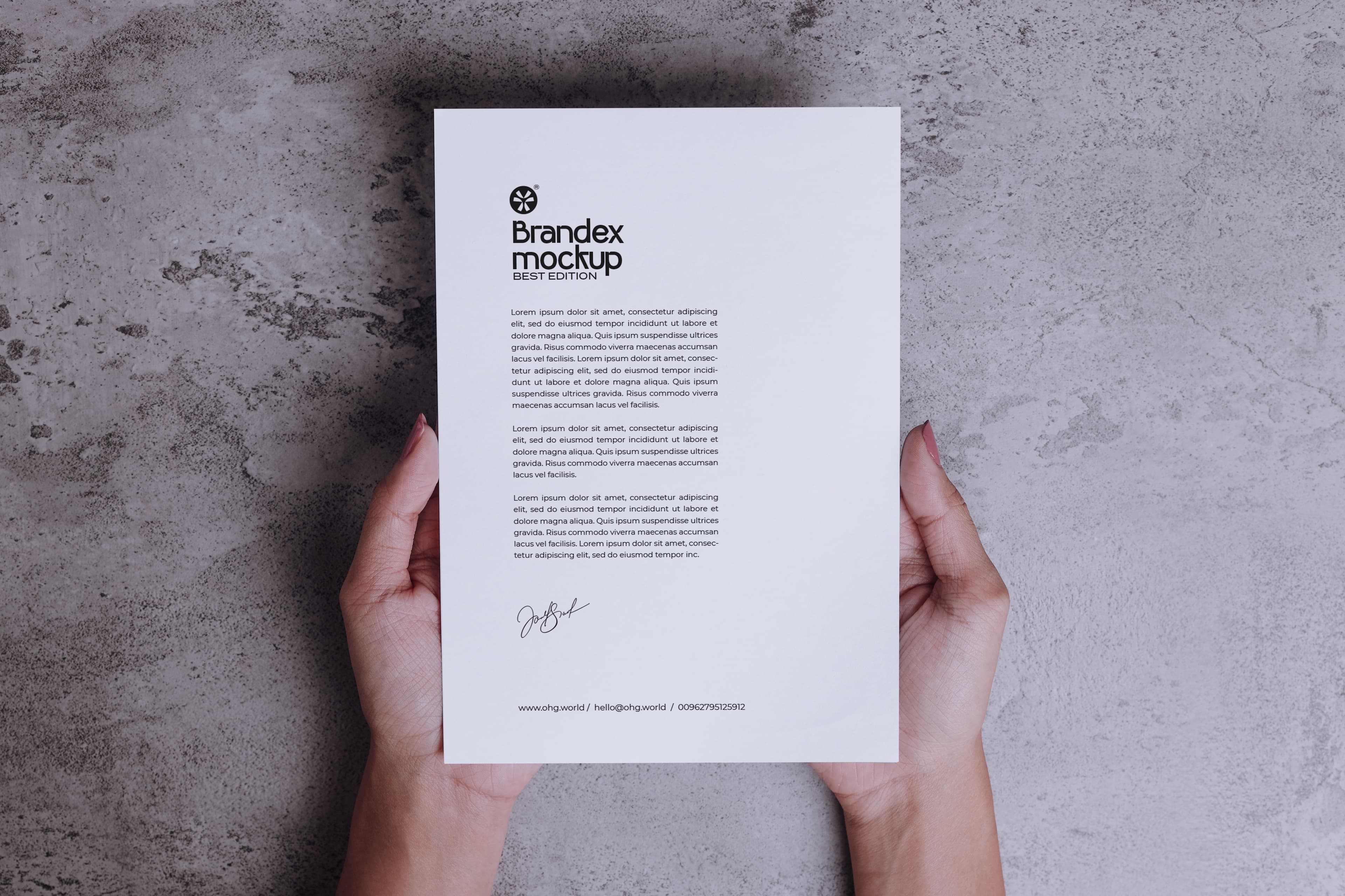 Letterhead on concrete background mockup