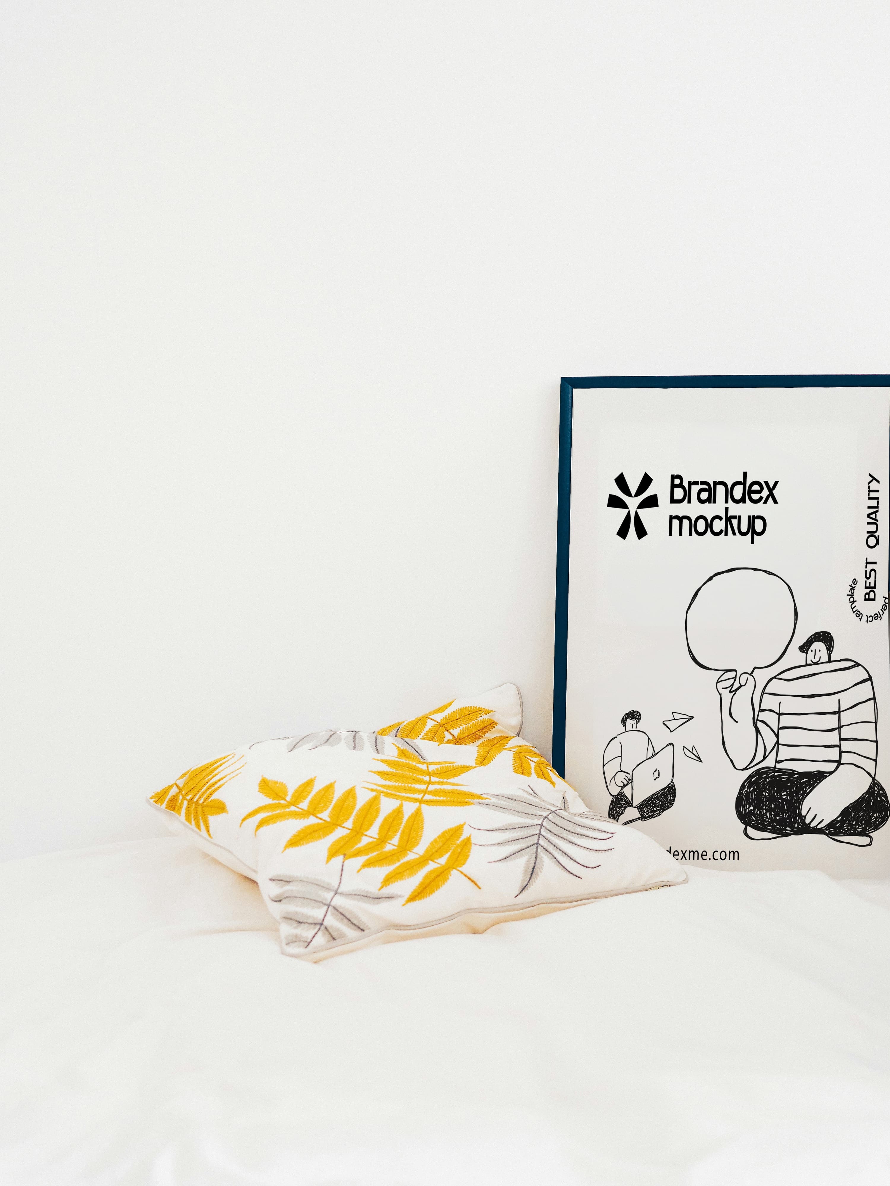 Decorative cushion and poster mockup