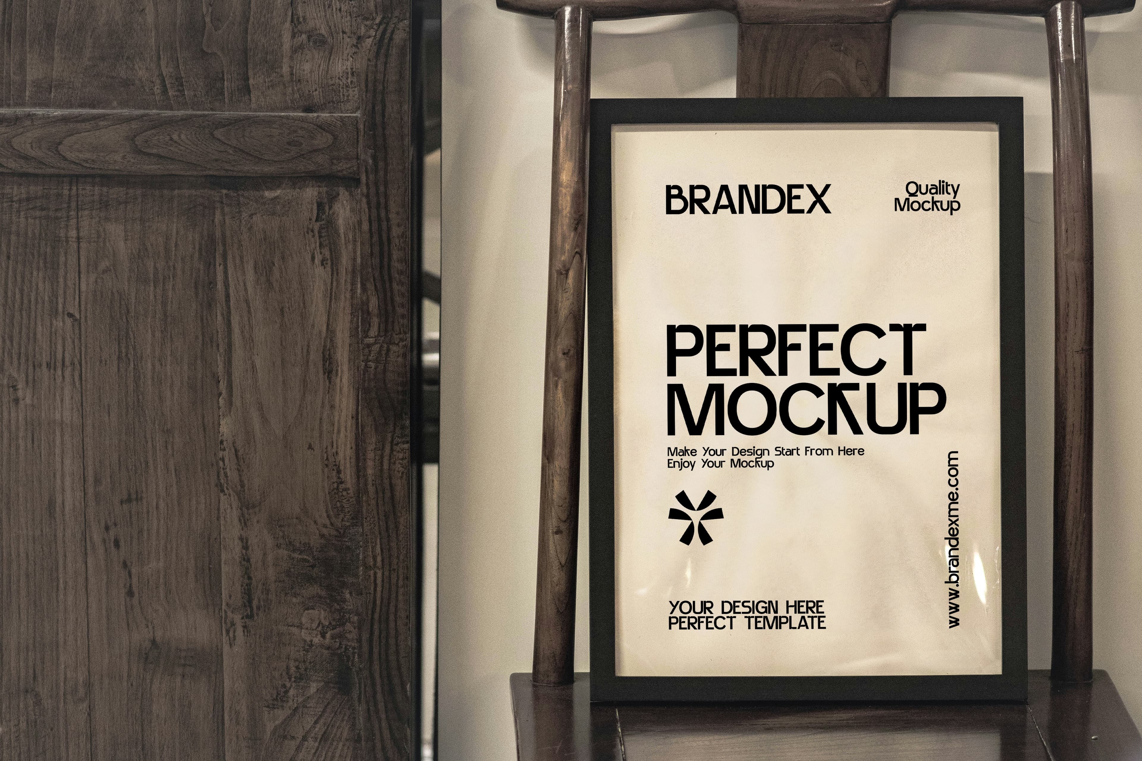 Rustic wooden frame poster mockup