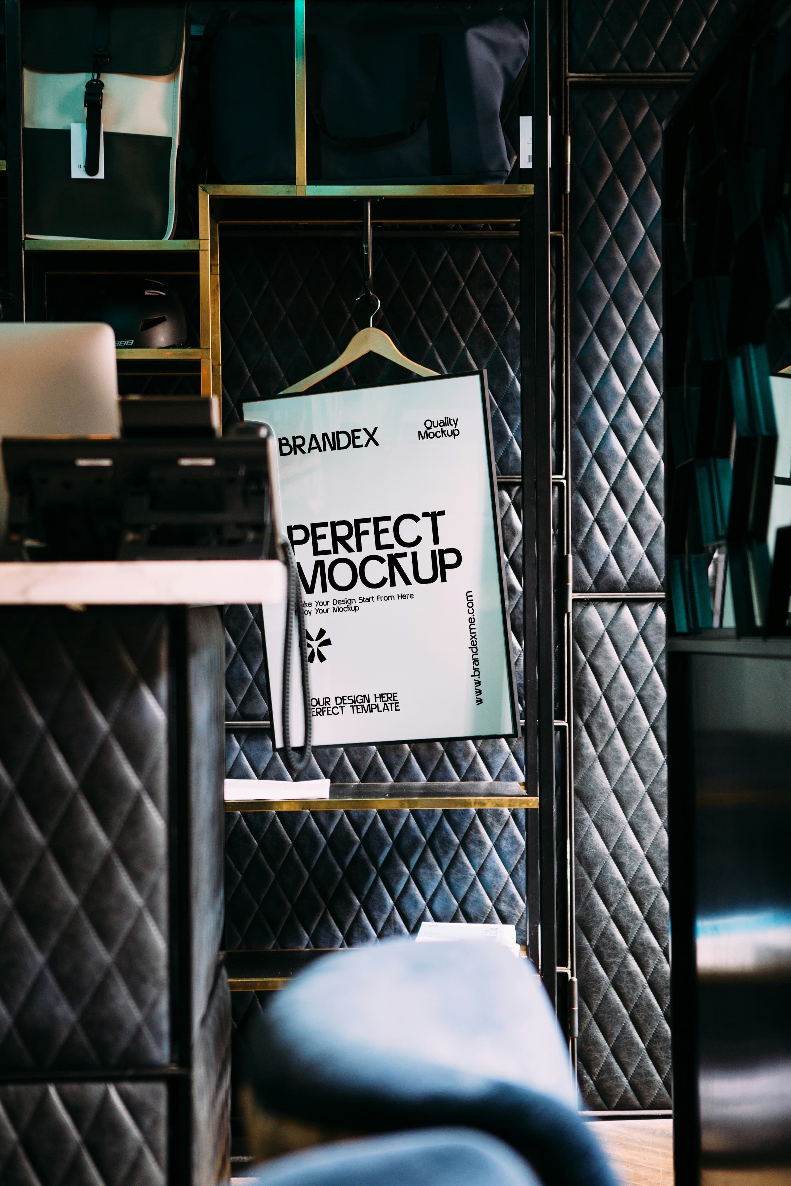 Hanging poster retail display mockup