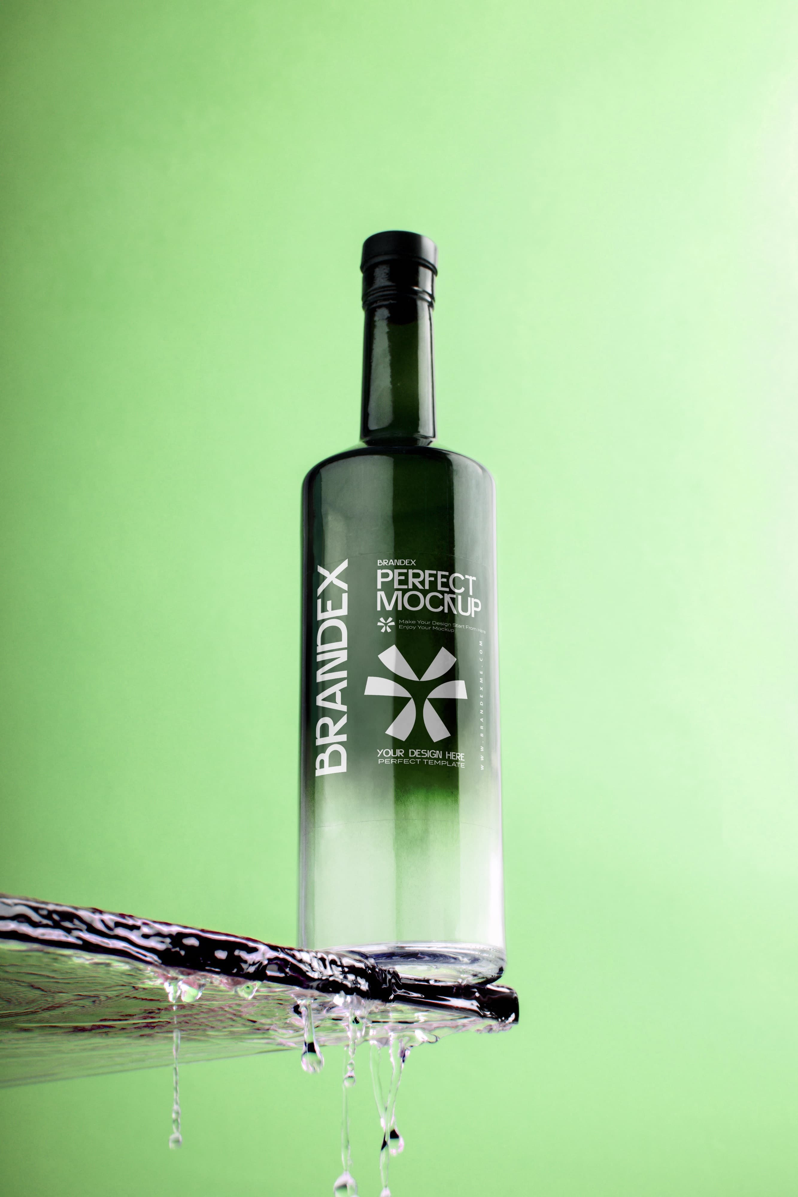 Sleek glass with droplets mockup