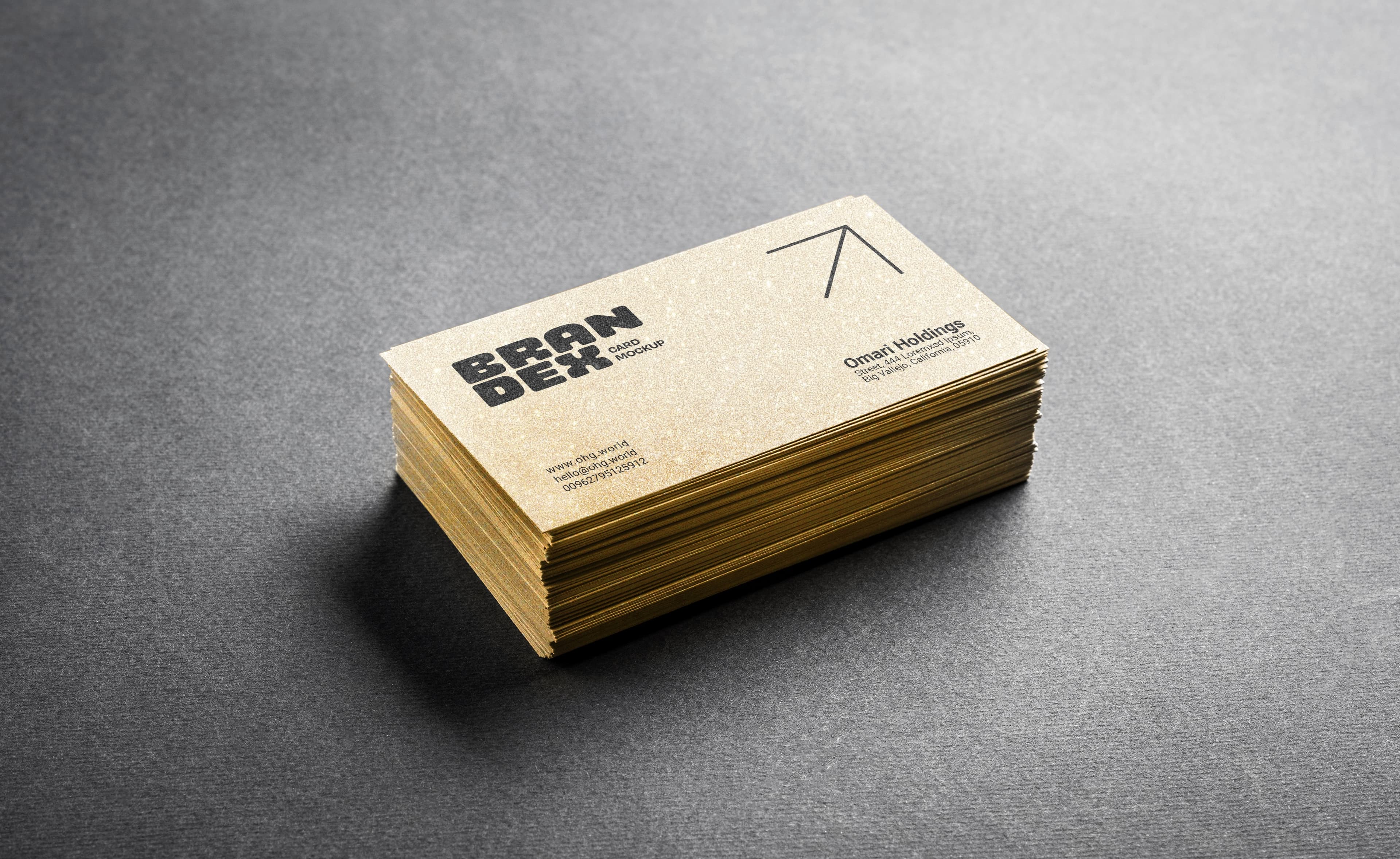 Kraft business card stack mockup