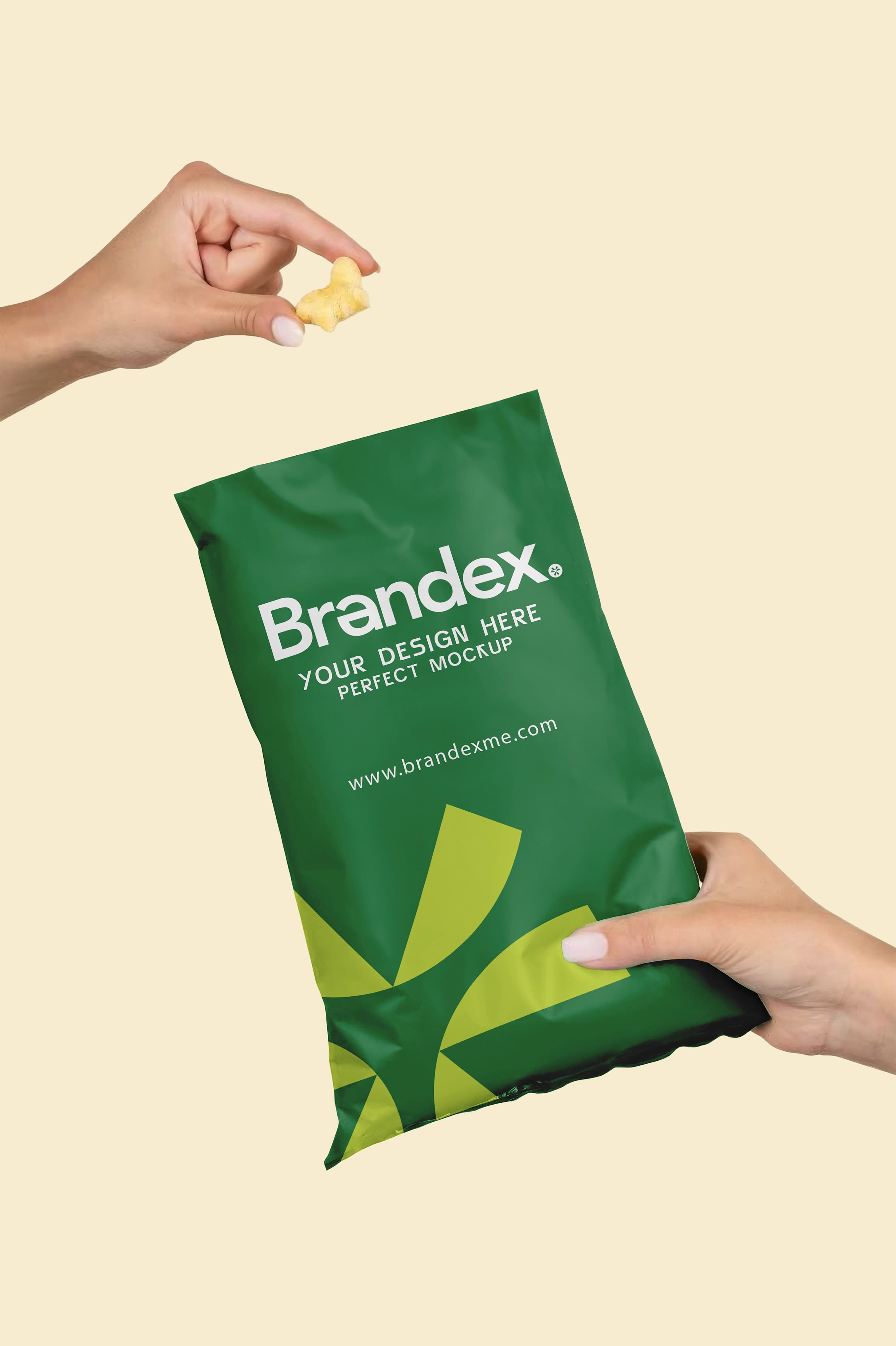 Green snack bag mockup