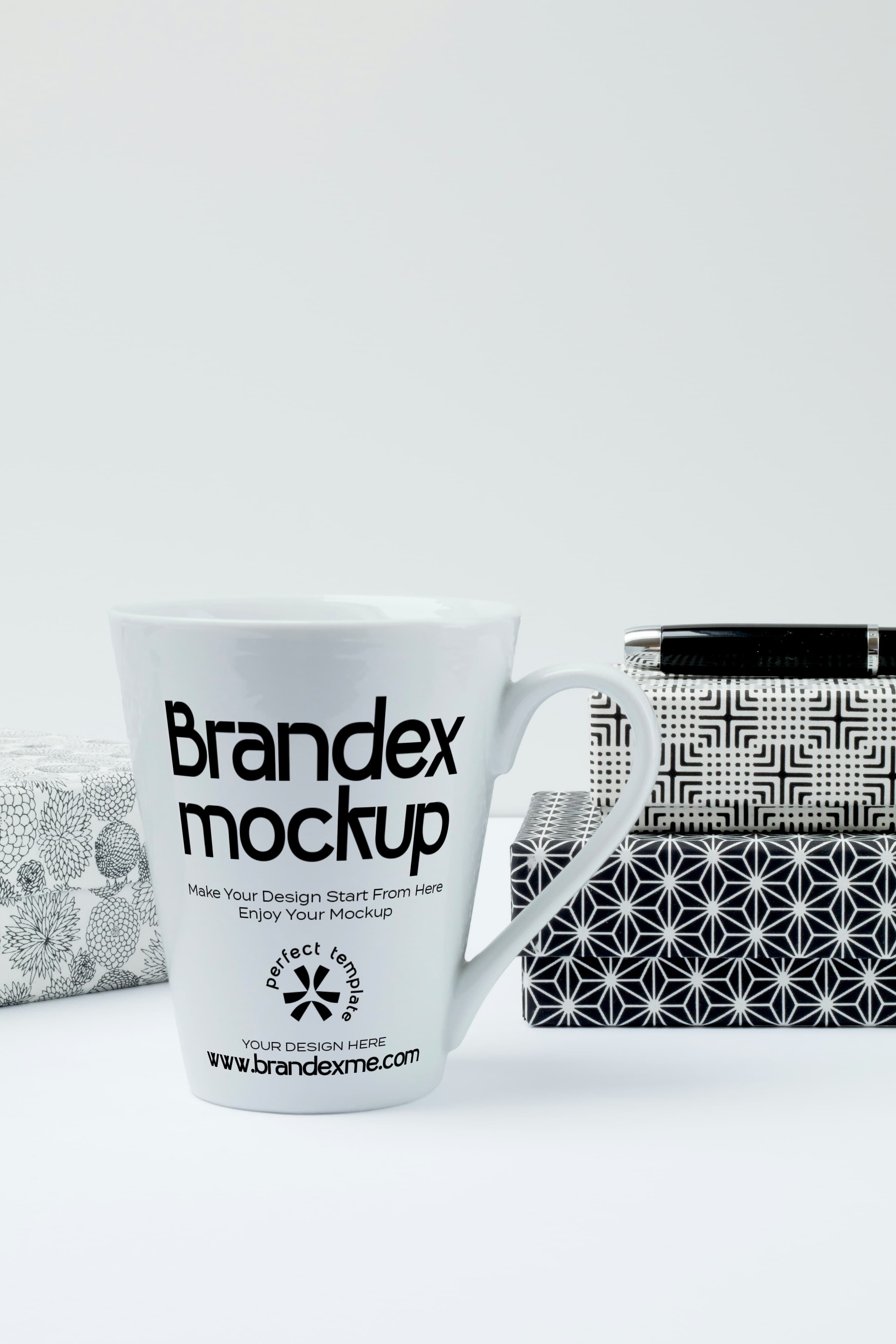 Branded white coffee mug mockup