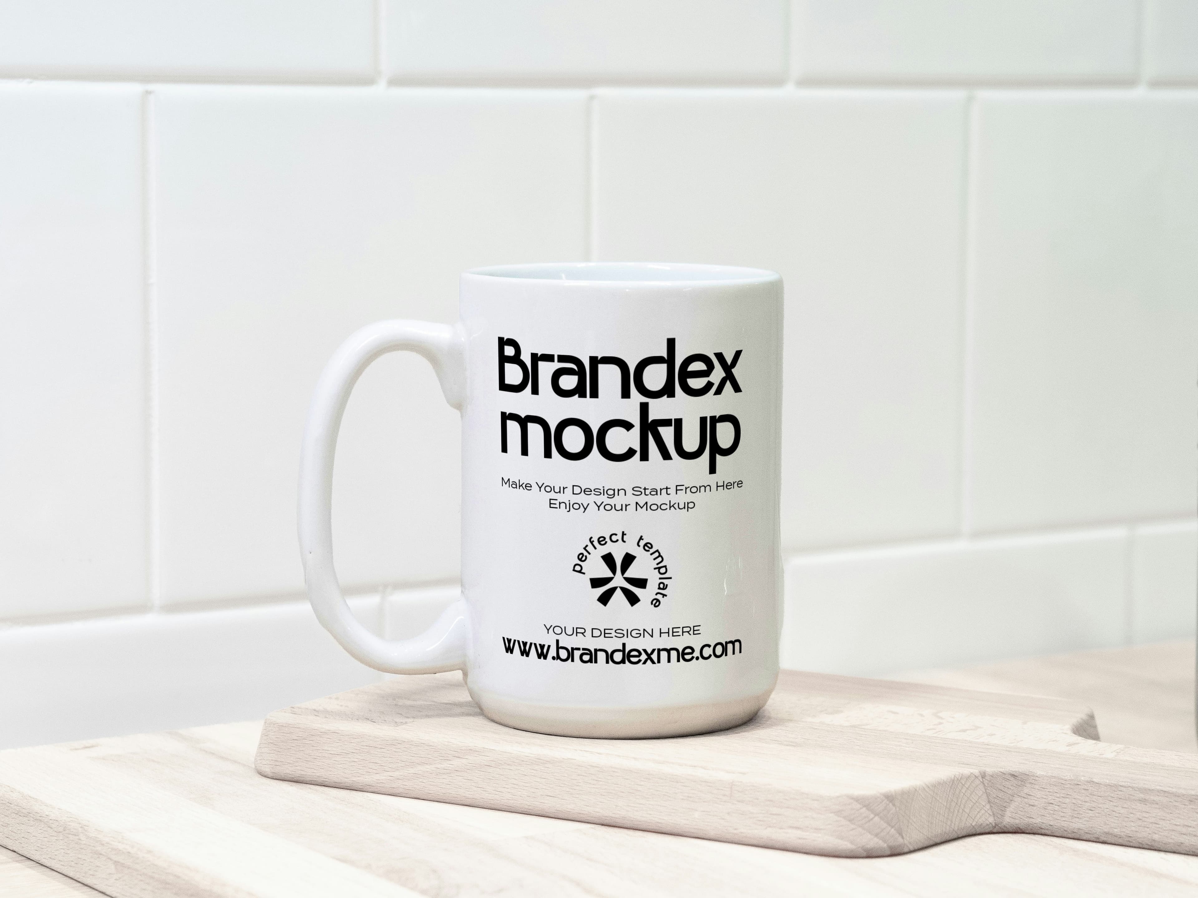 Branded white mug mockup