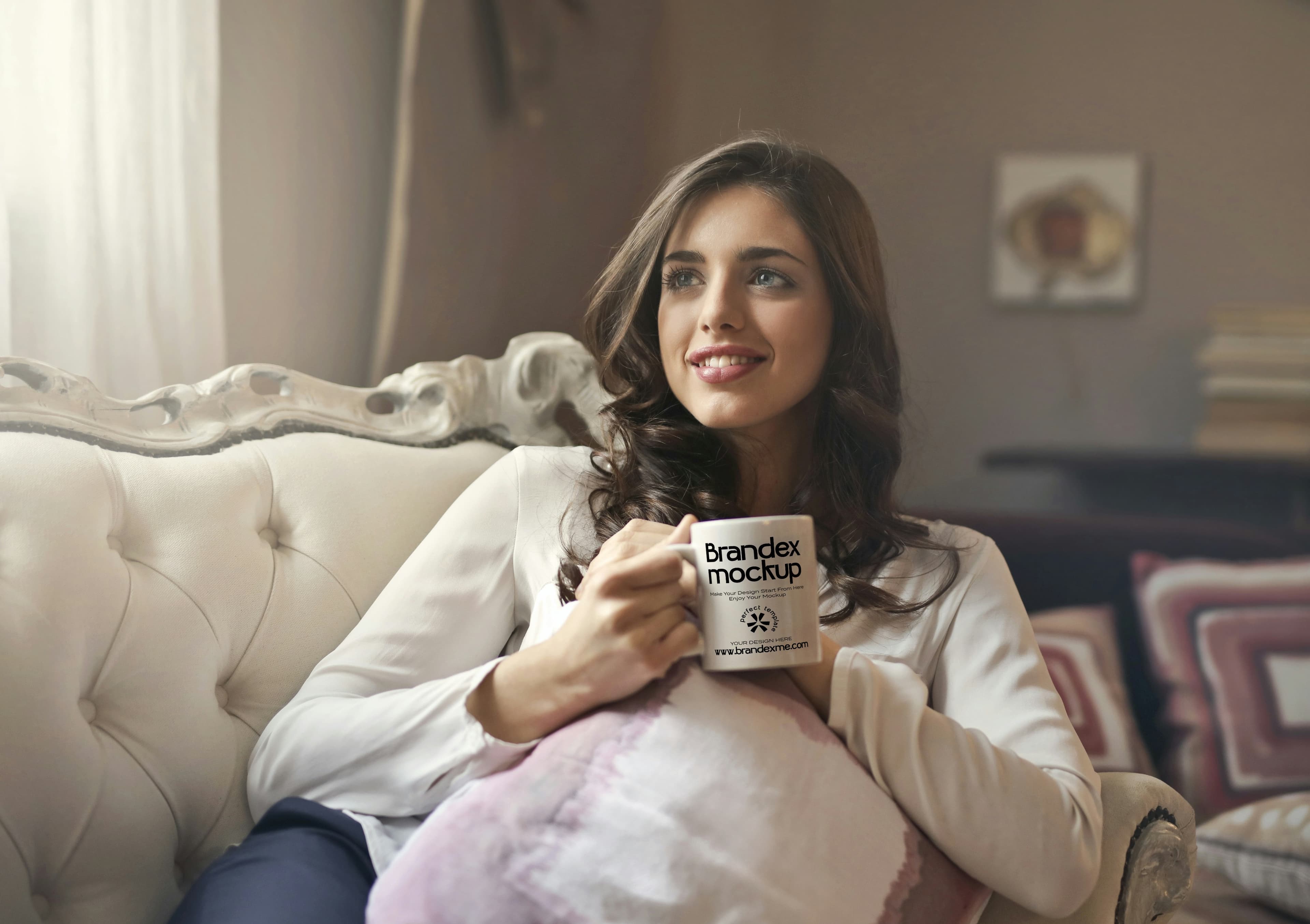 Cozy morning coffee mug mockup