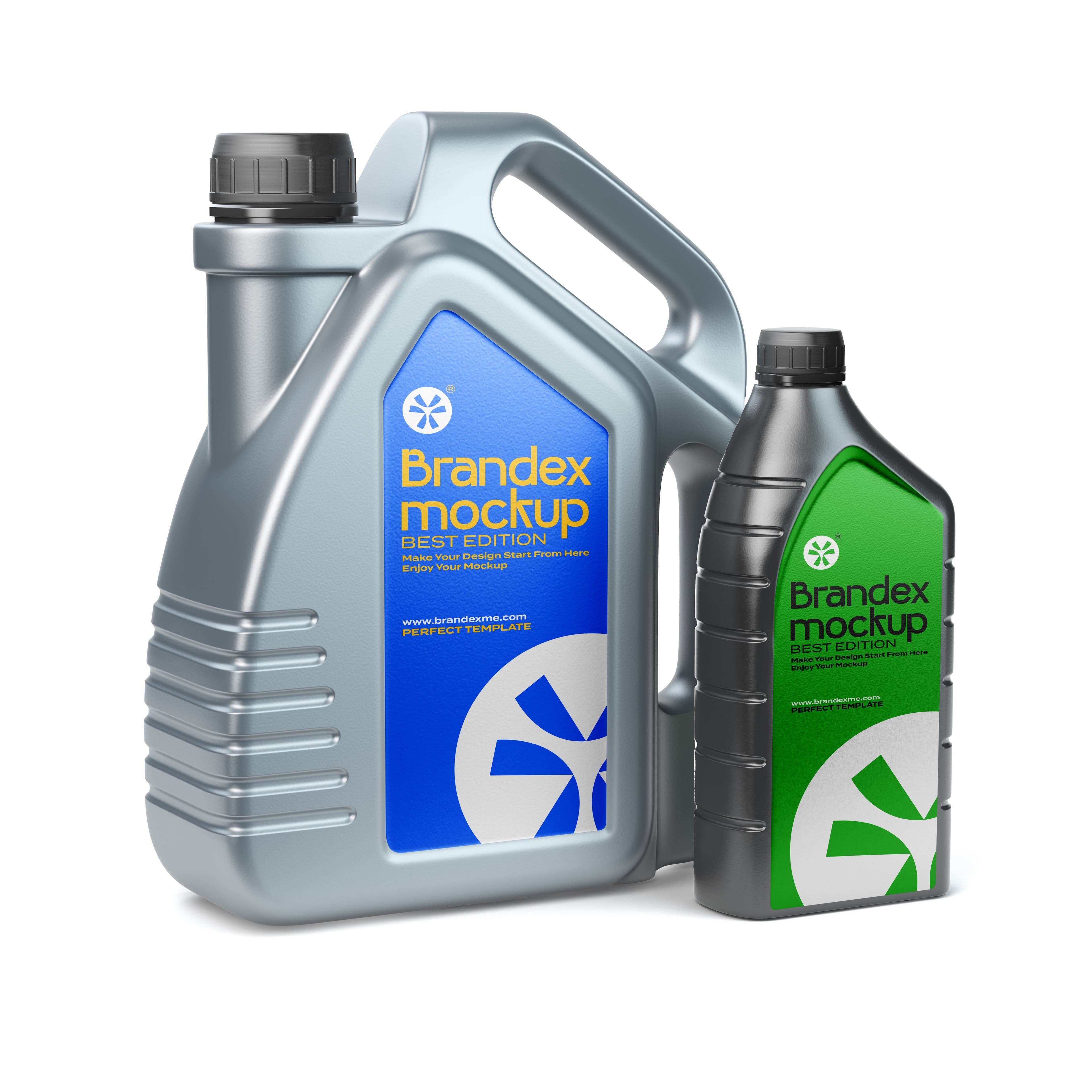 Metallic motor oil container mockup