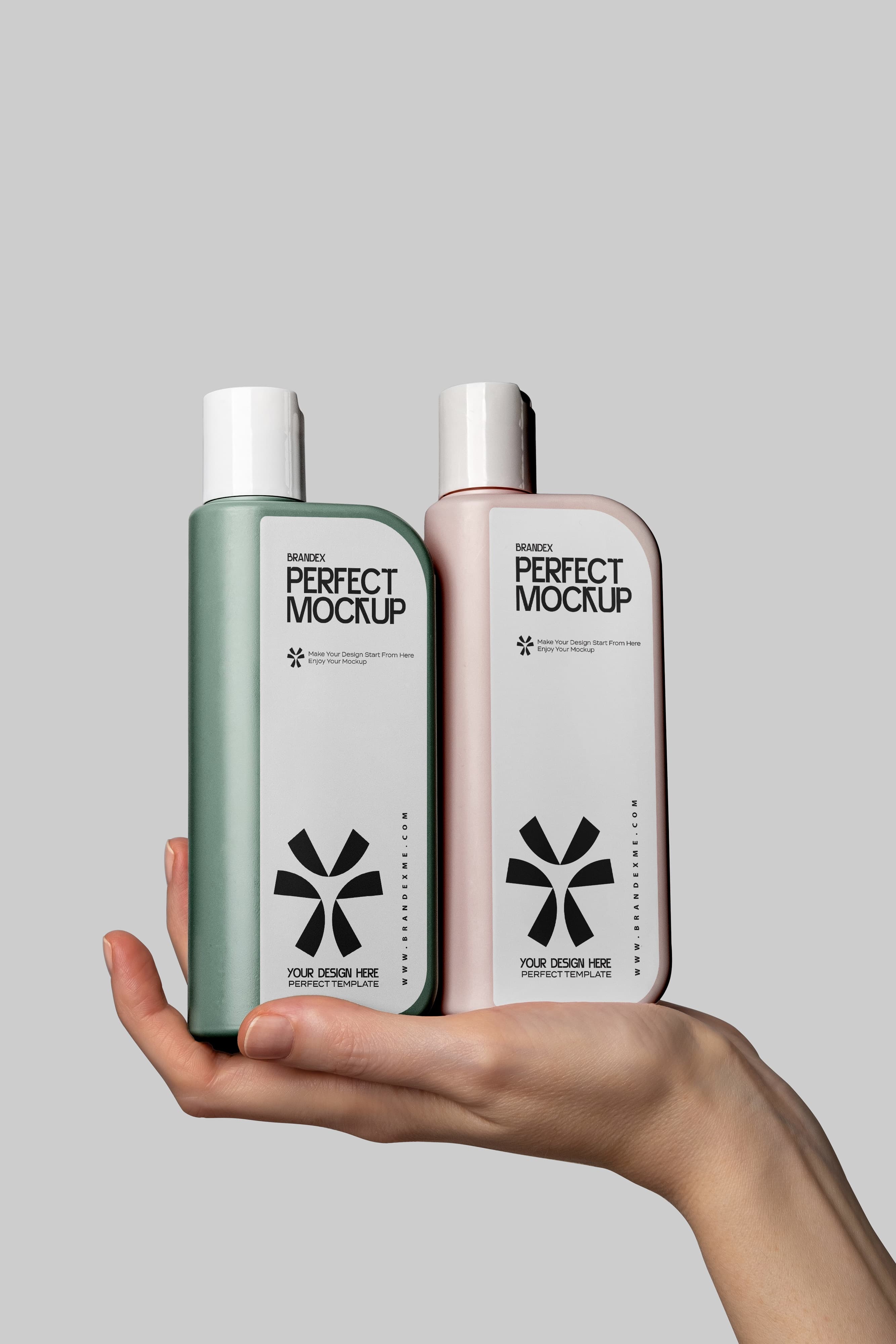 Dual matte shampoo bottles mockup