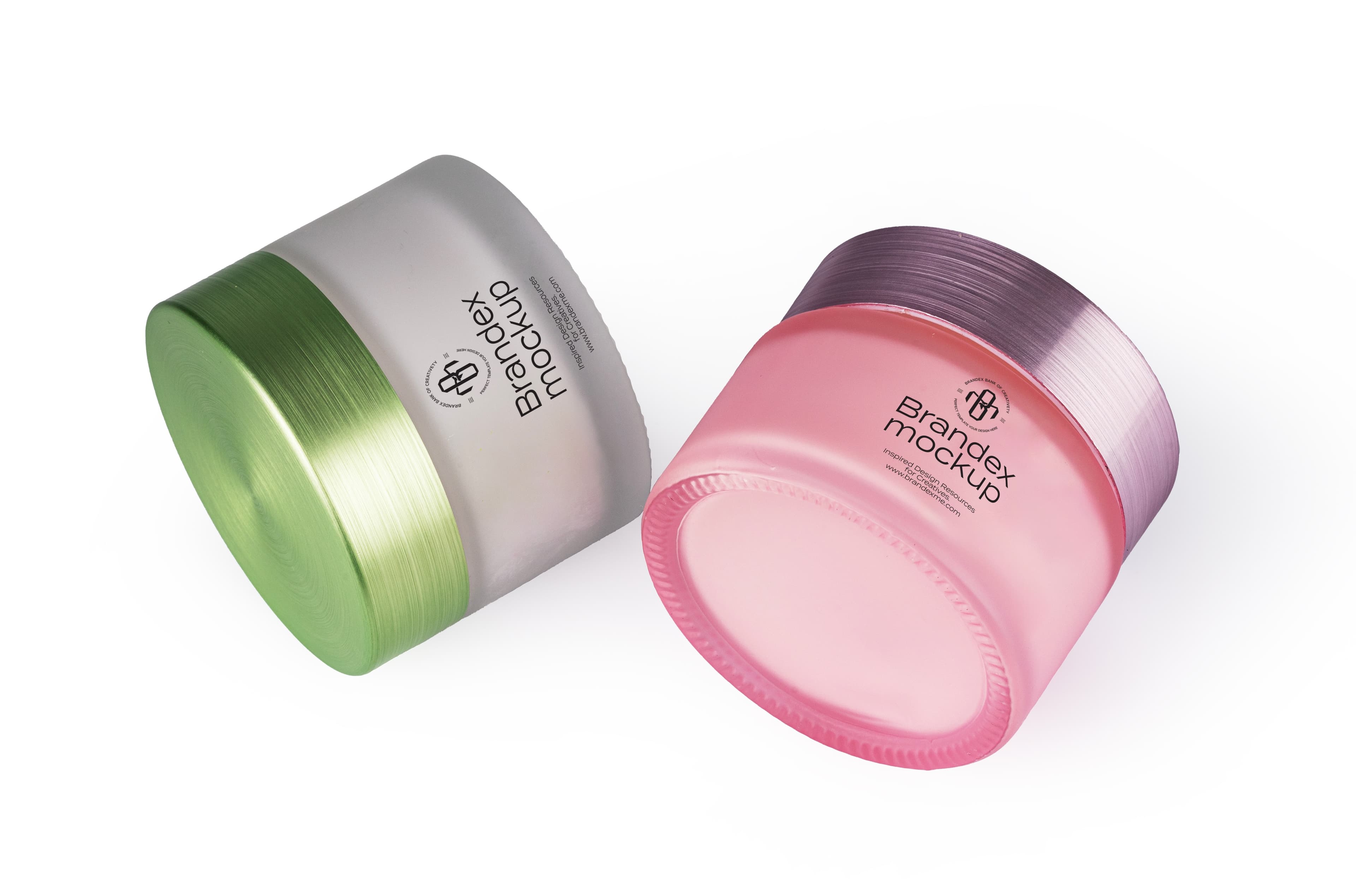 Dual pastel cosmetic jar mockup
