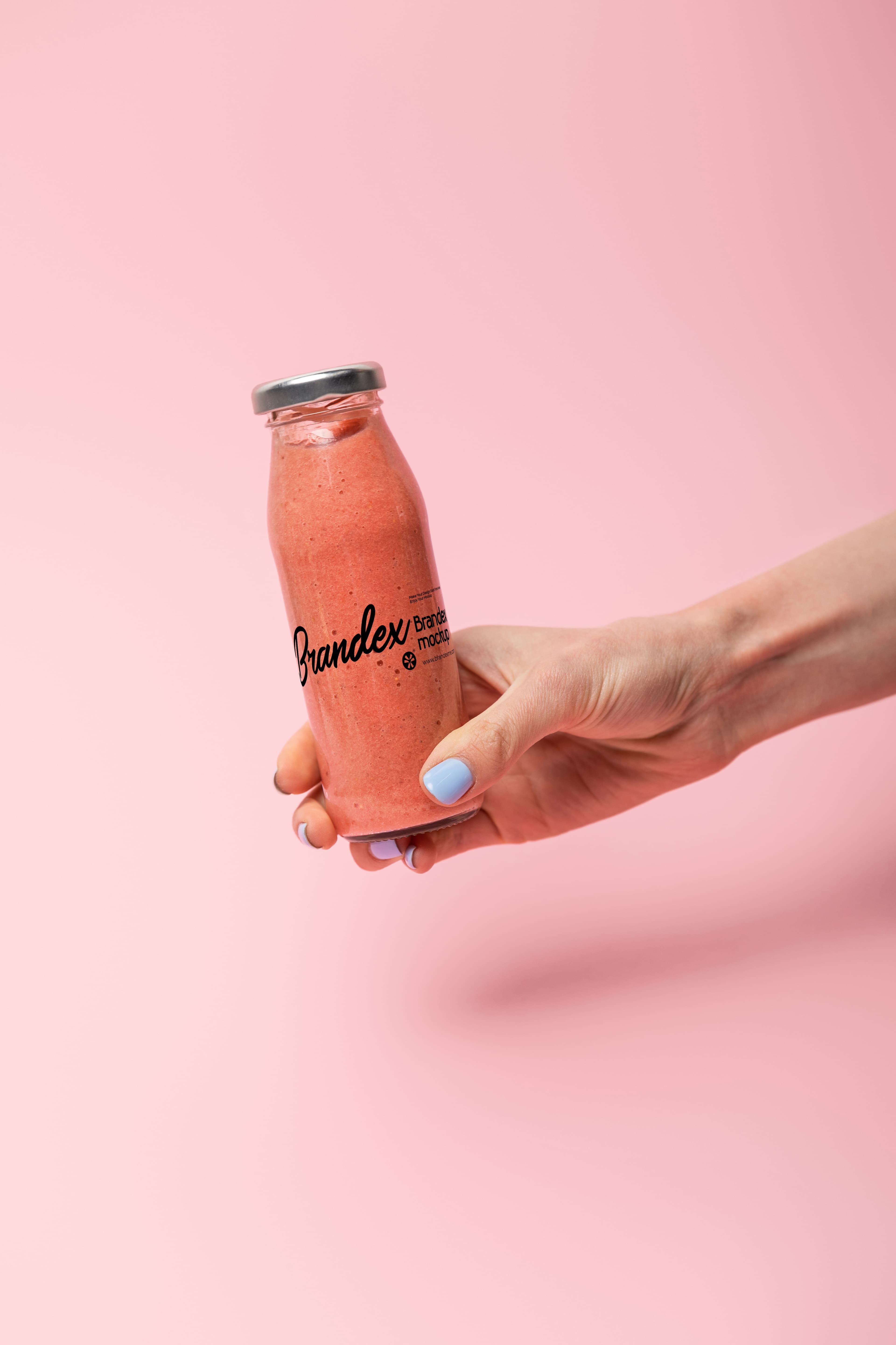 Pink smoothie glass mockup