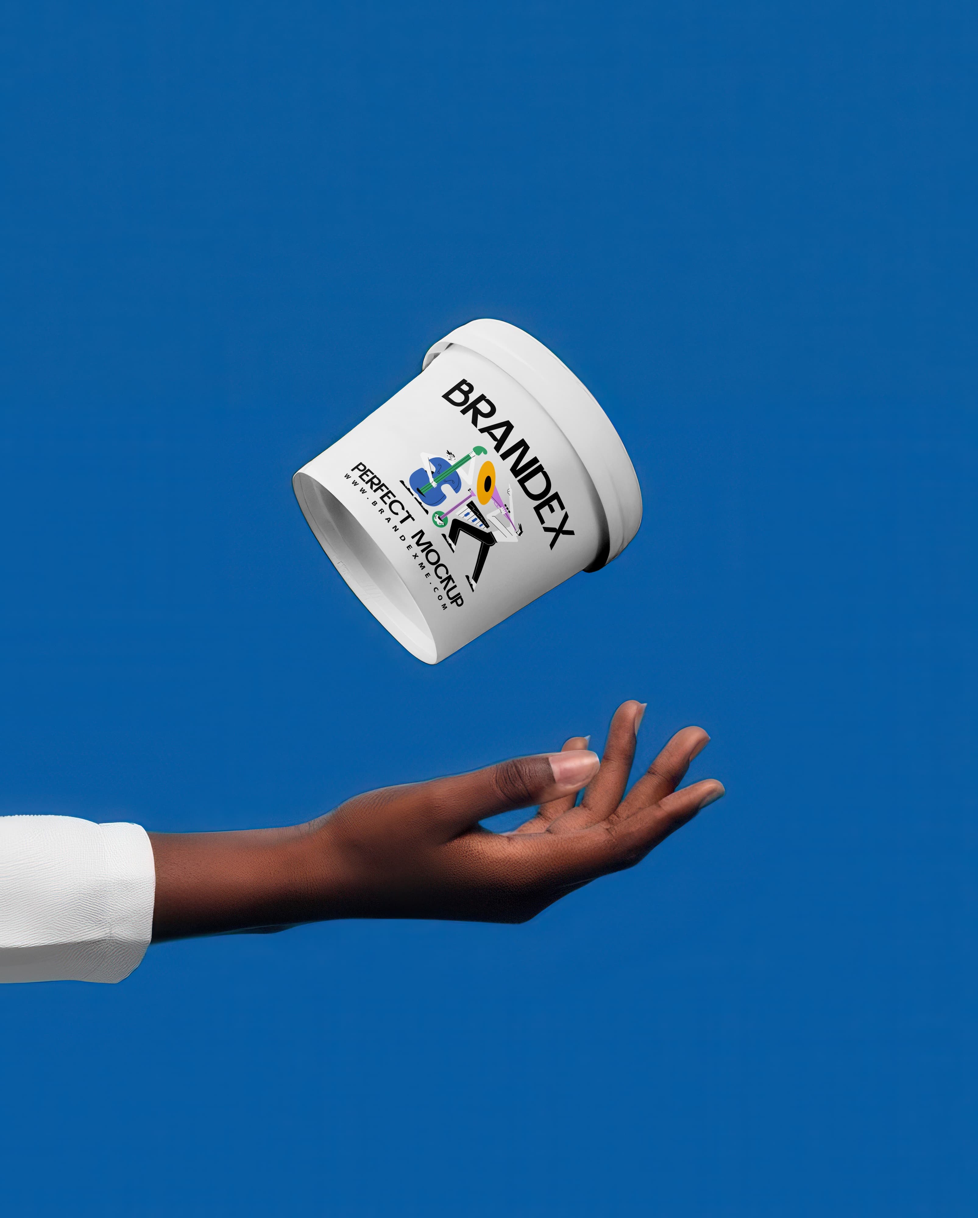 Floating ice cream tub mockup