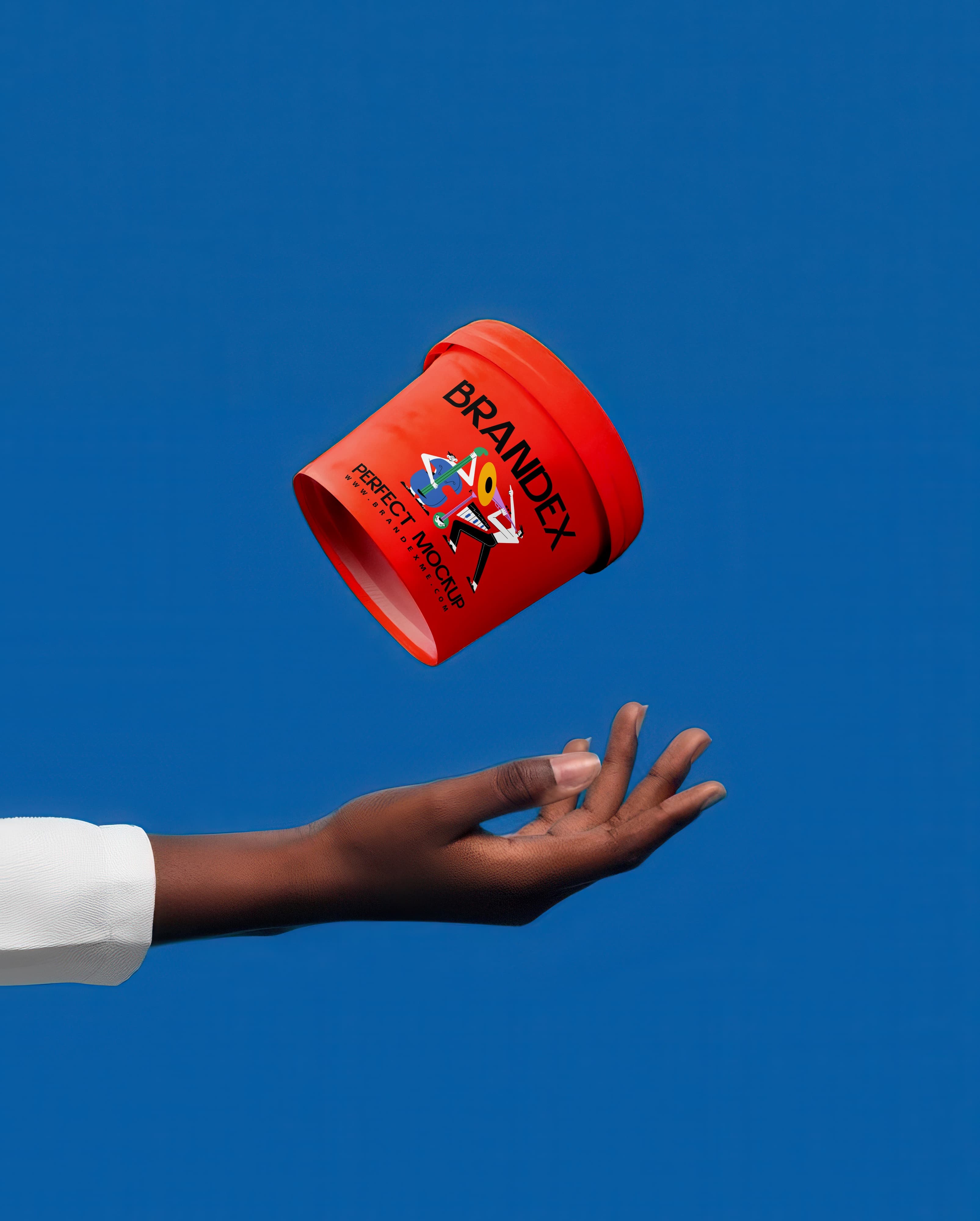 Bright orange ice cream tub mockup
