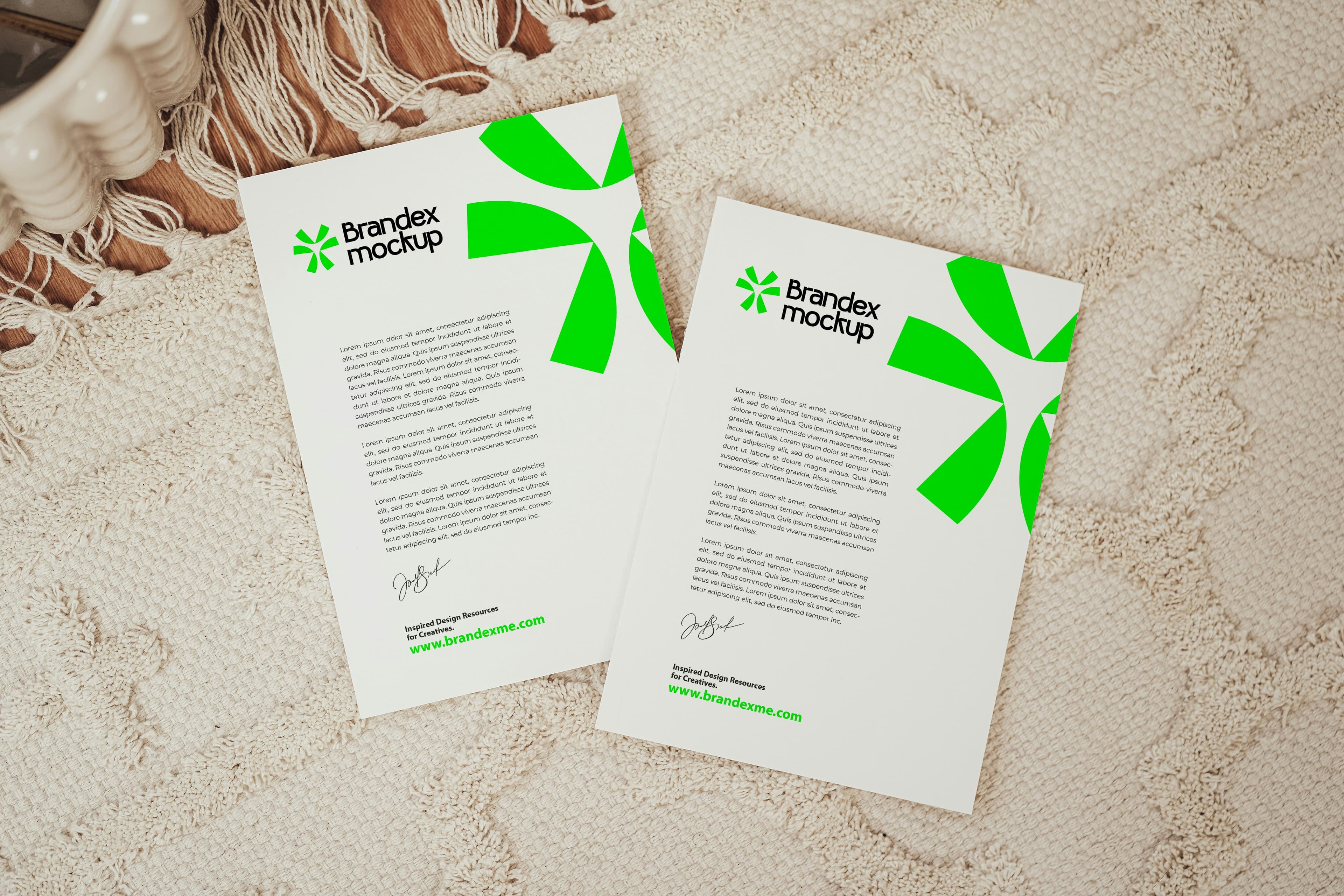 Minimalist green letterhead mockup