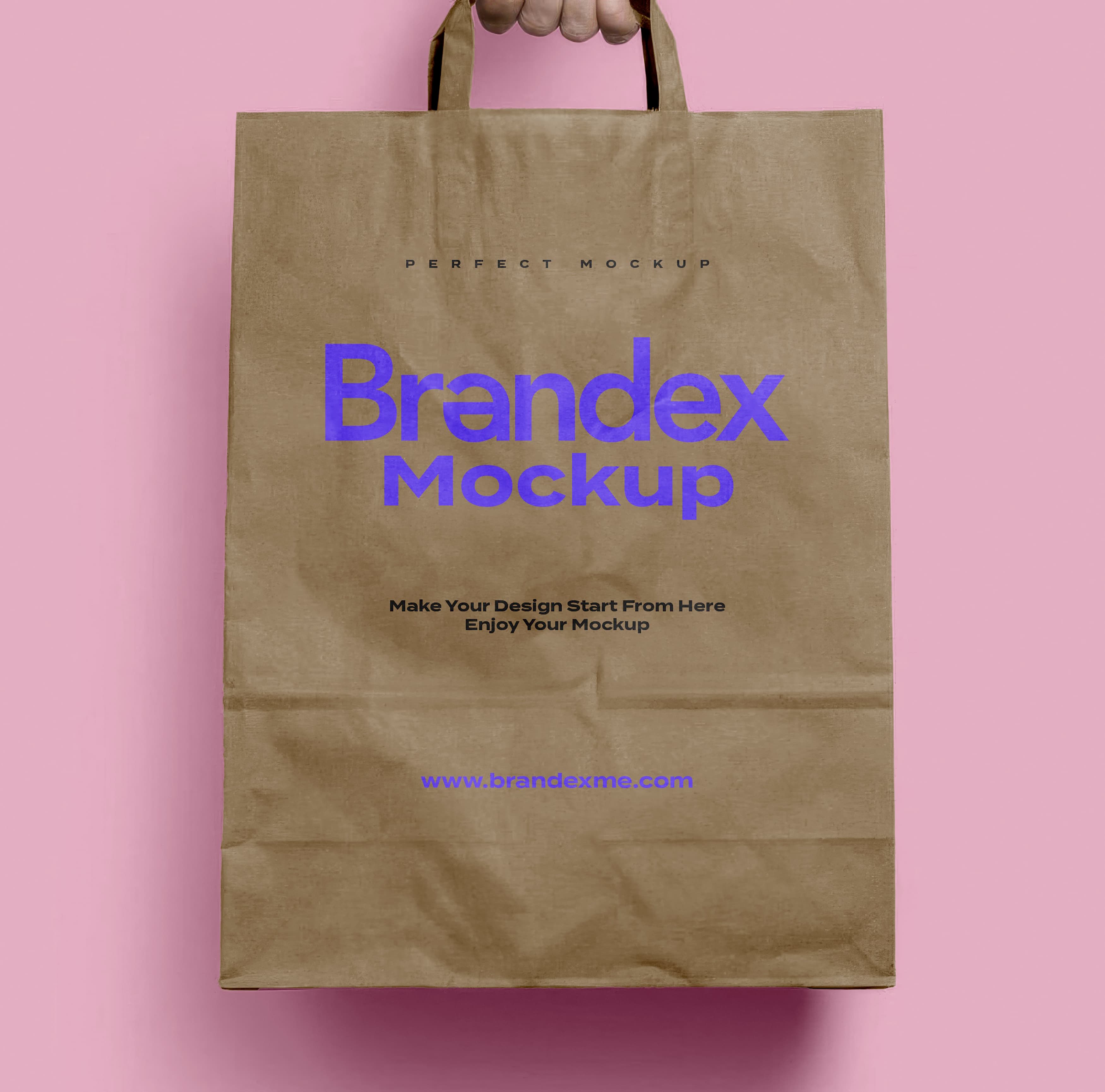 Brown paper shopping bag mockup