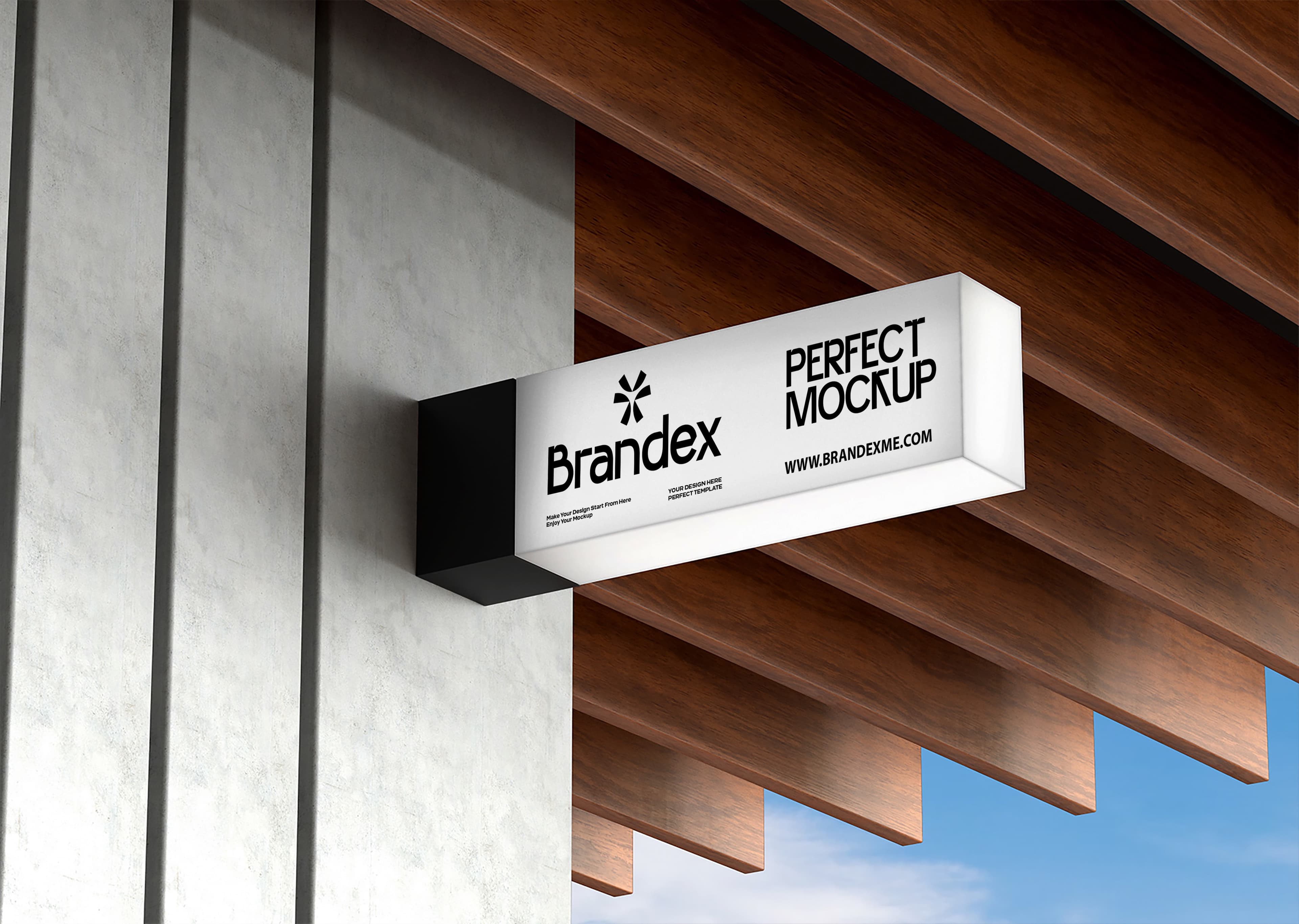 Modern wall-mounted lightbox sign mockup
