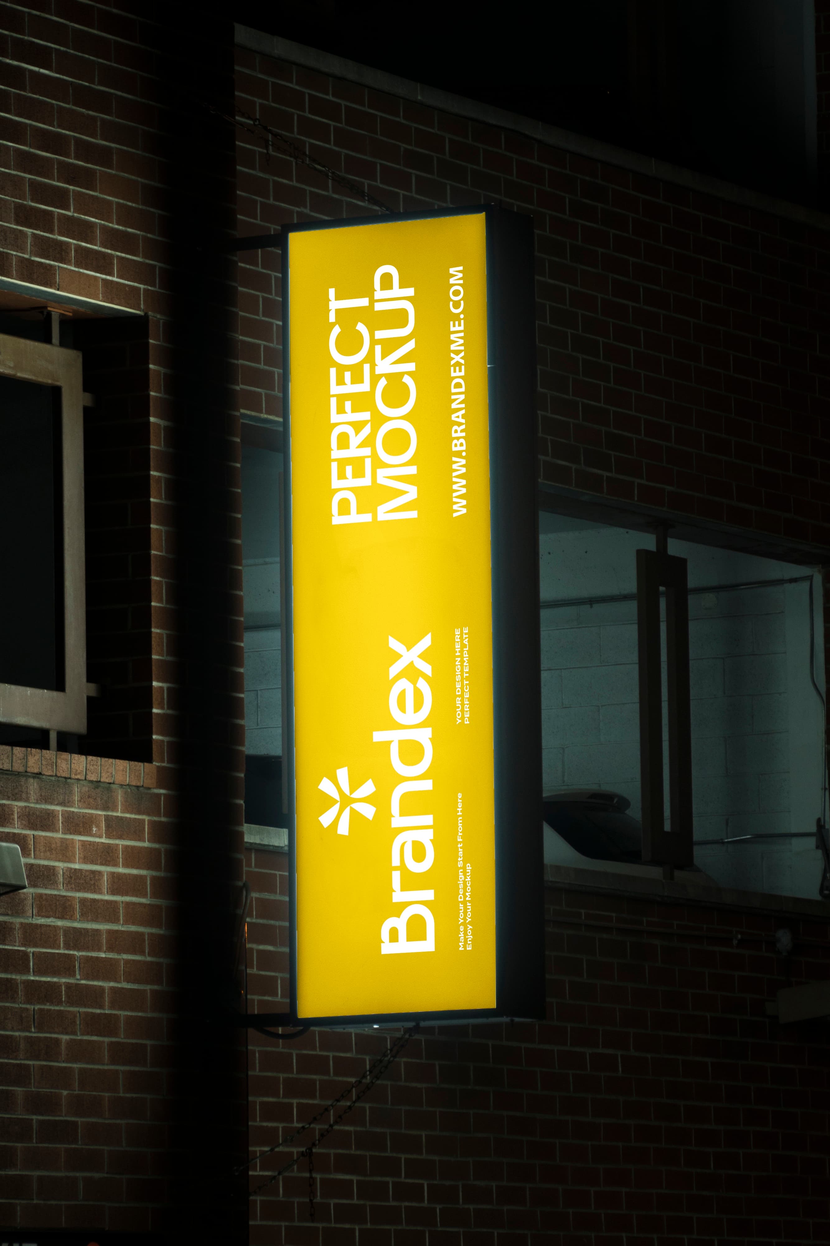 Illuminated outdoor sign mockup