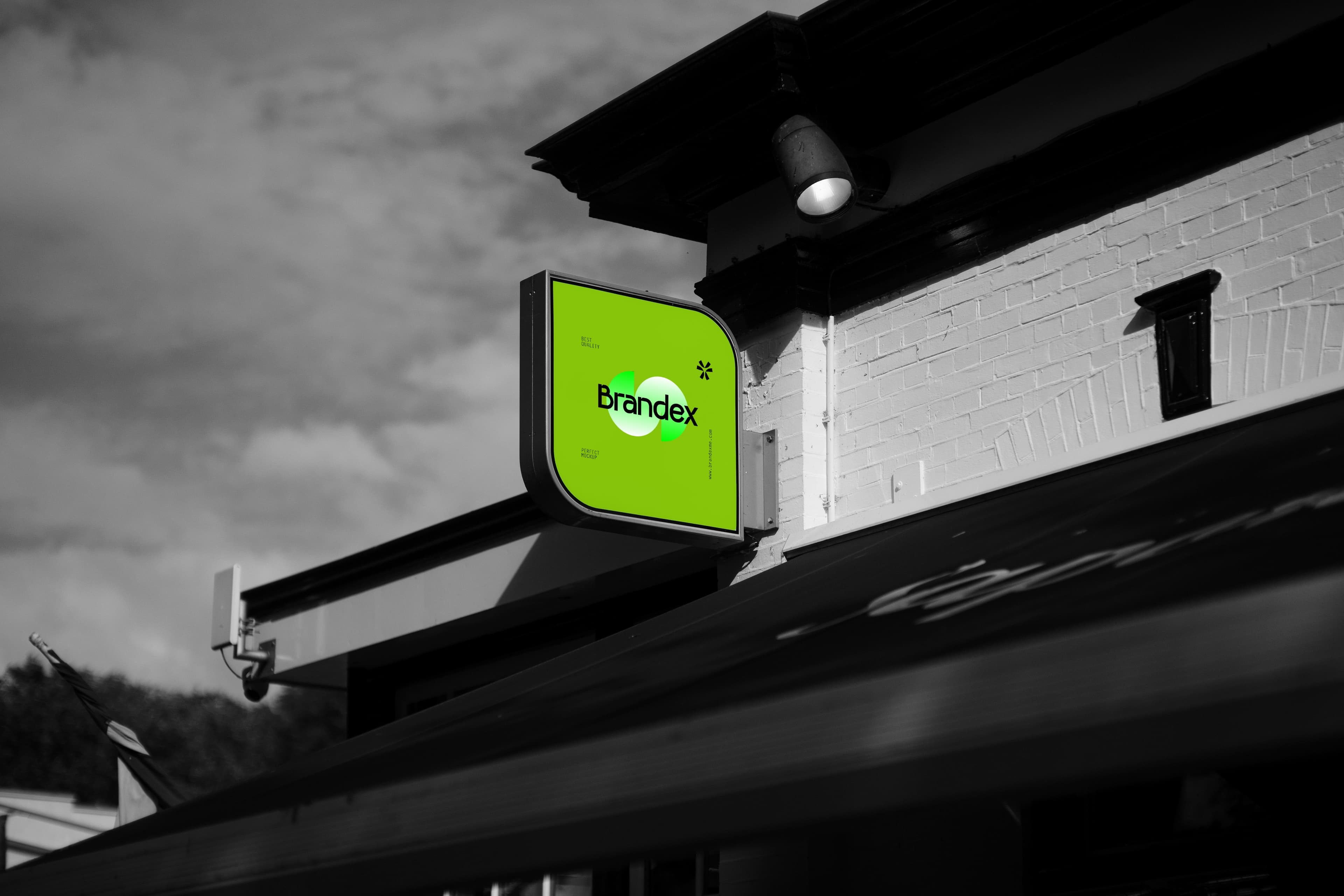 Vibrant green storefront sign mockup