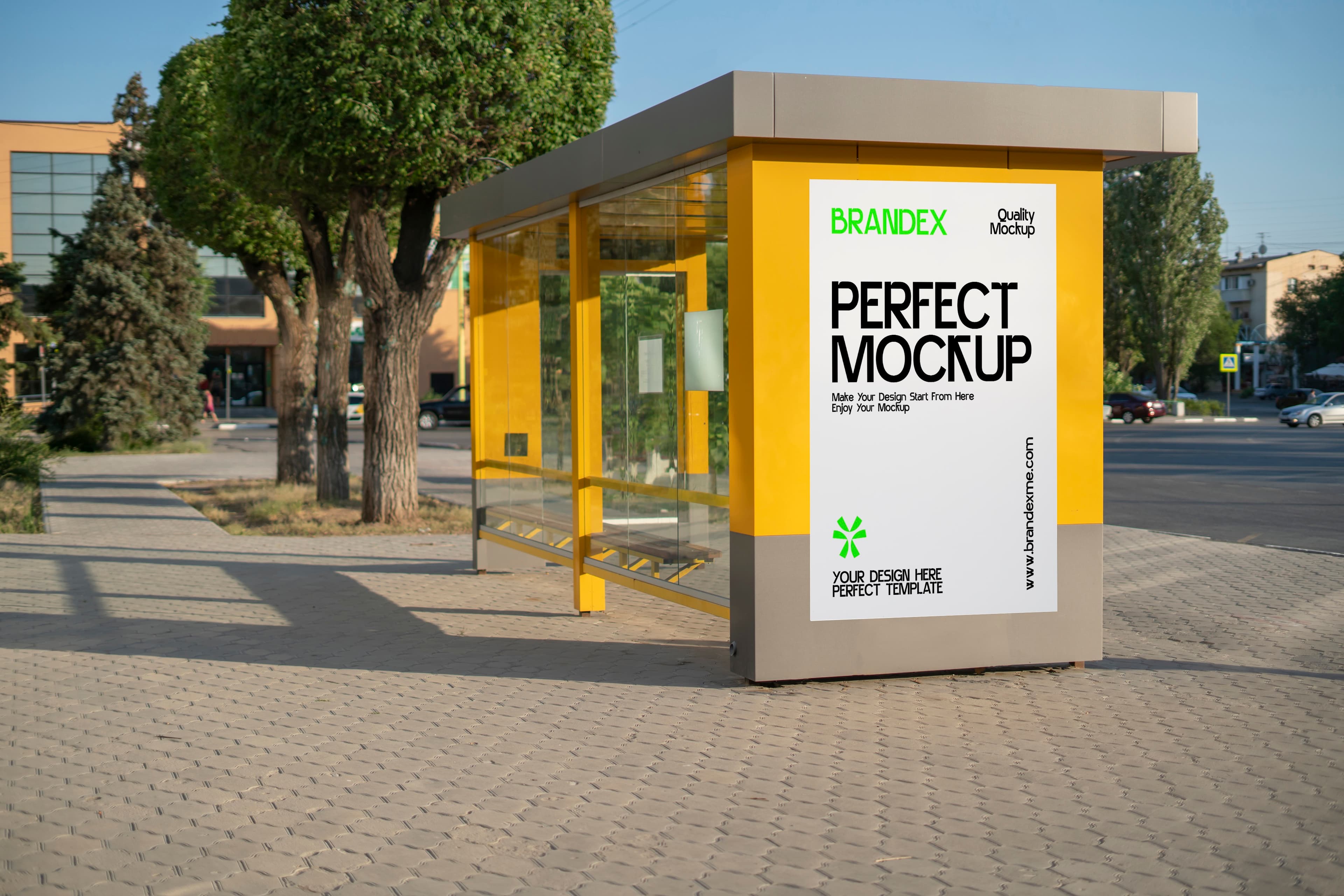 Outdoor bus stop advertisement mockup