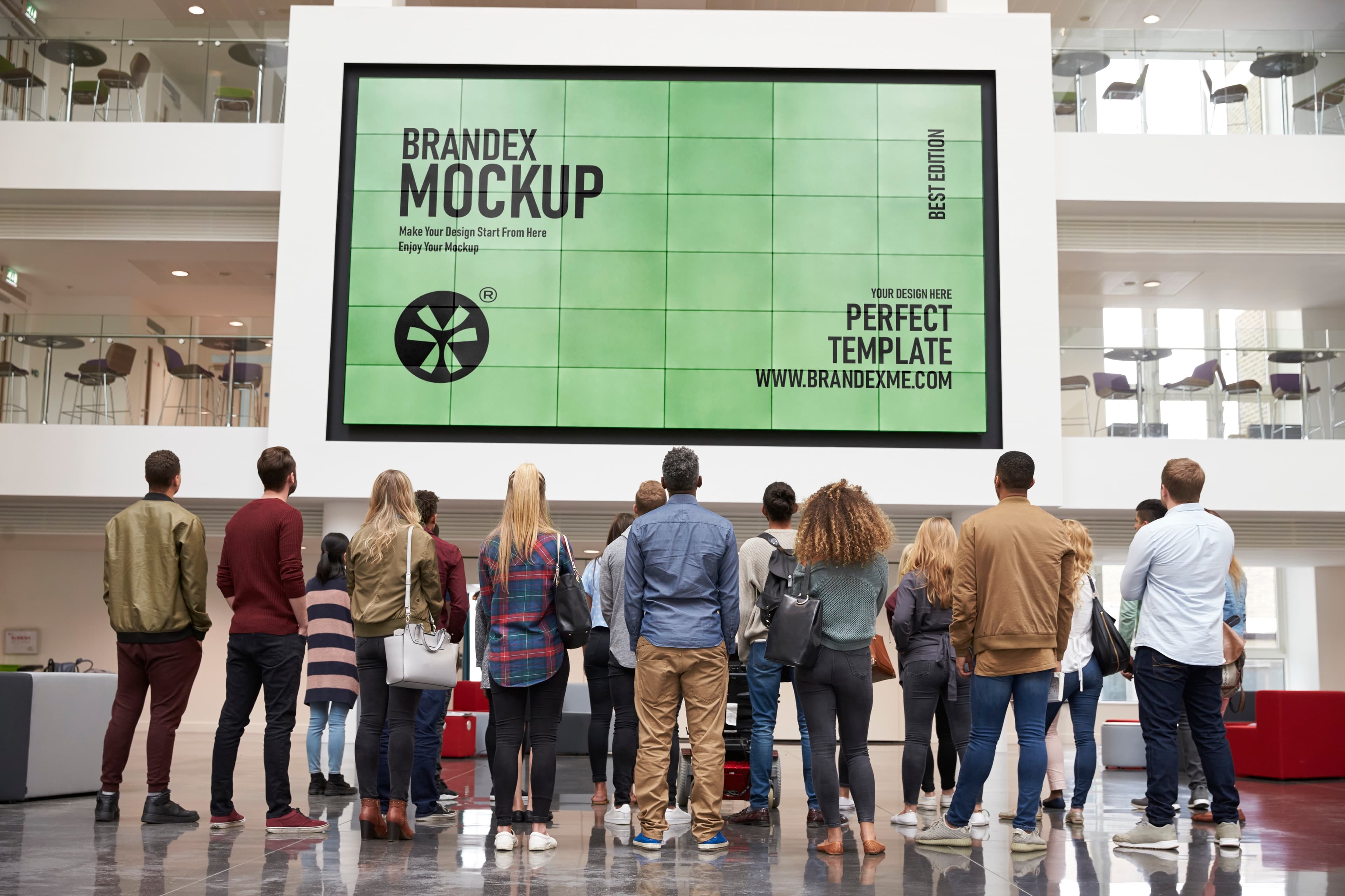 Large indoor billboard mockup