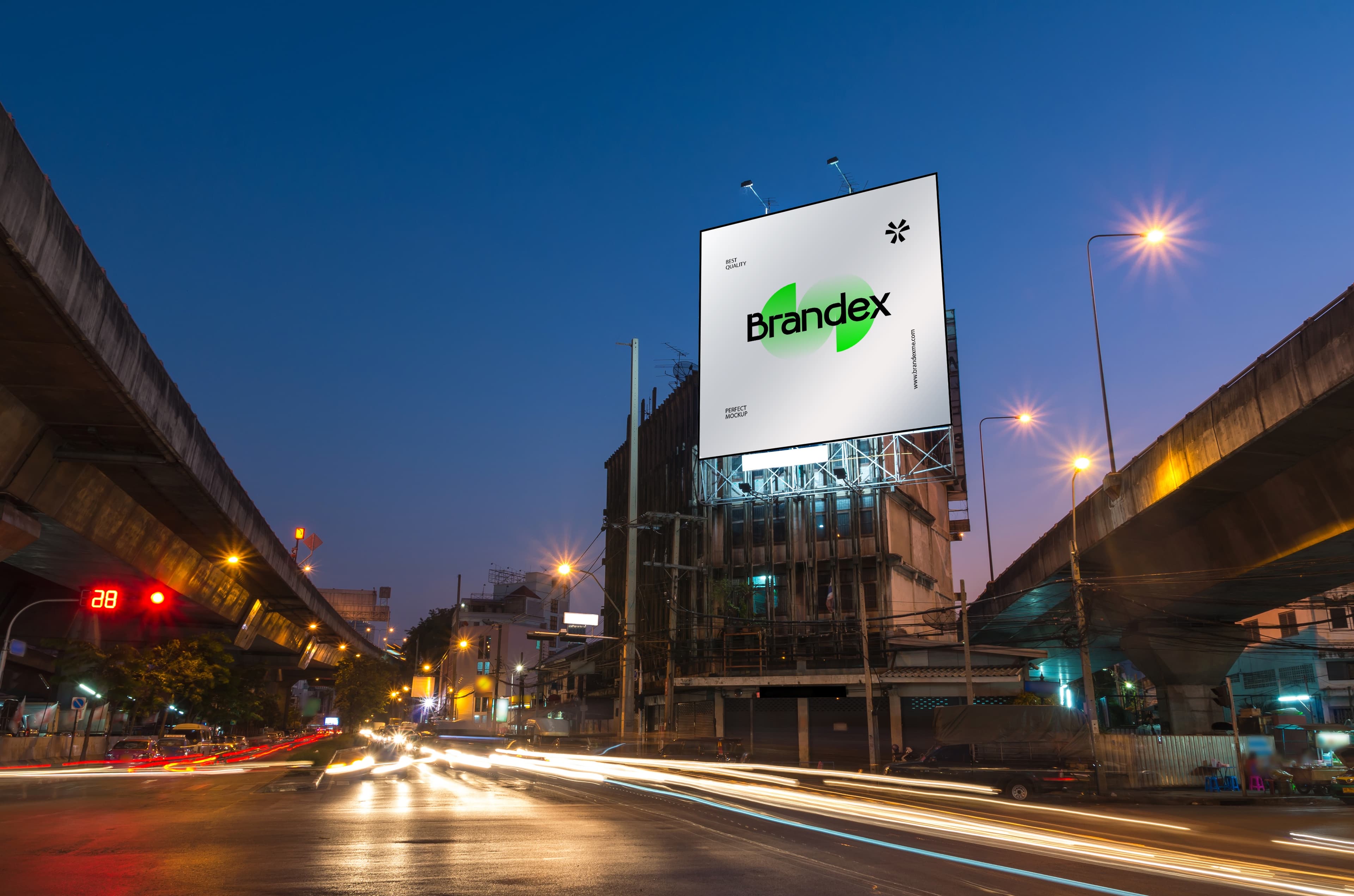 Urban night billboard mockup