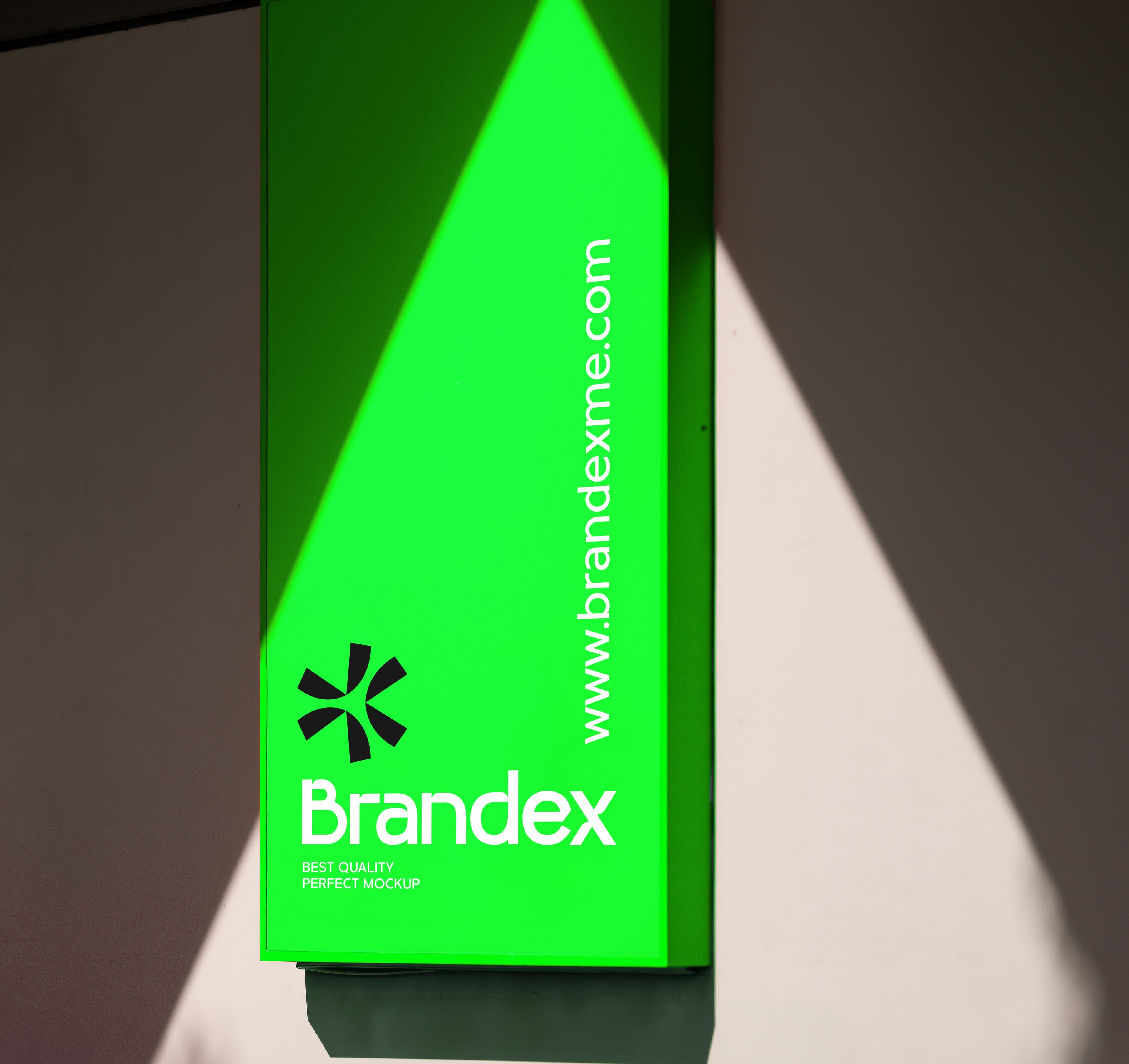 Vibrant green wall sign mockup