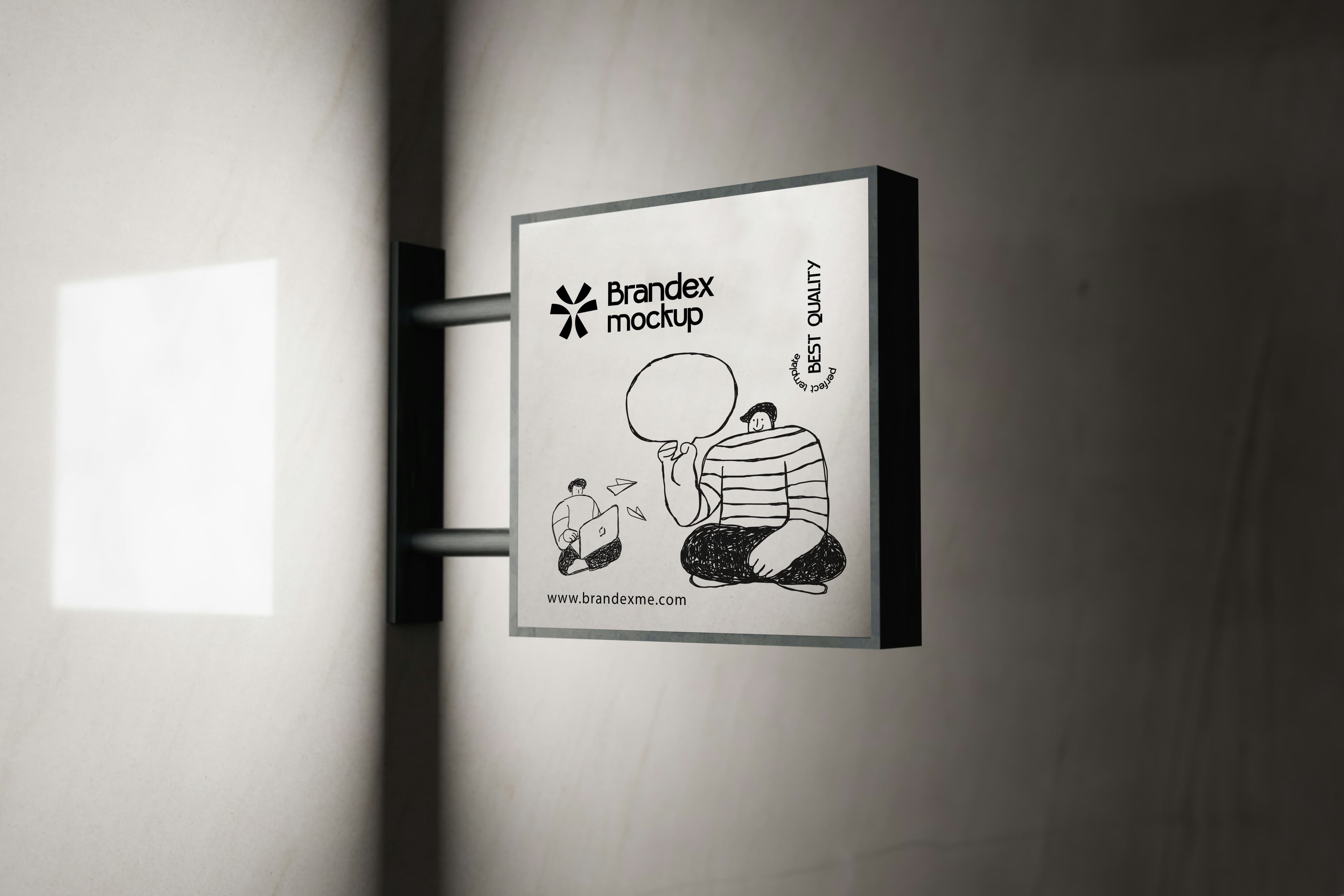 Outdoor square wall sign mockup