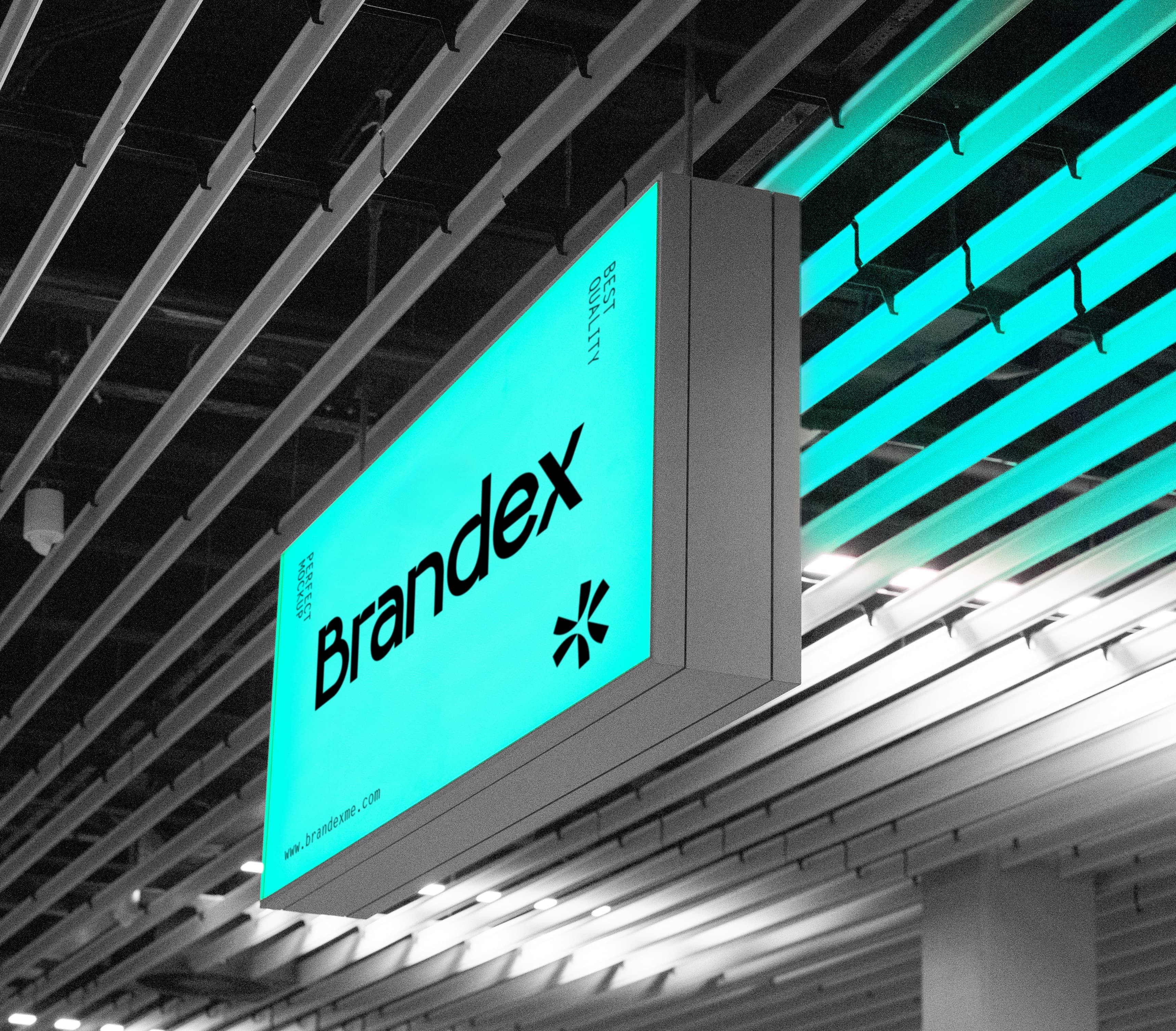 Illuminated ceiling sign mockup