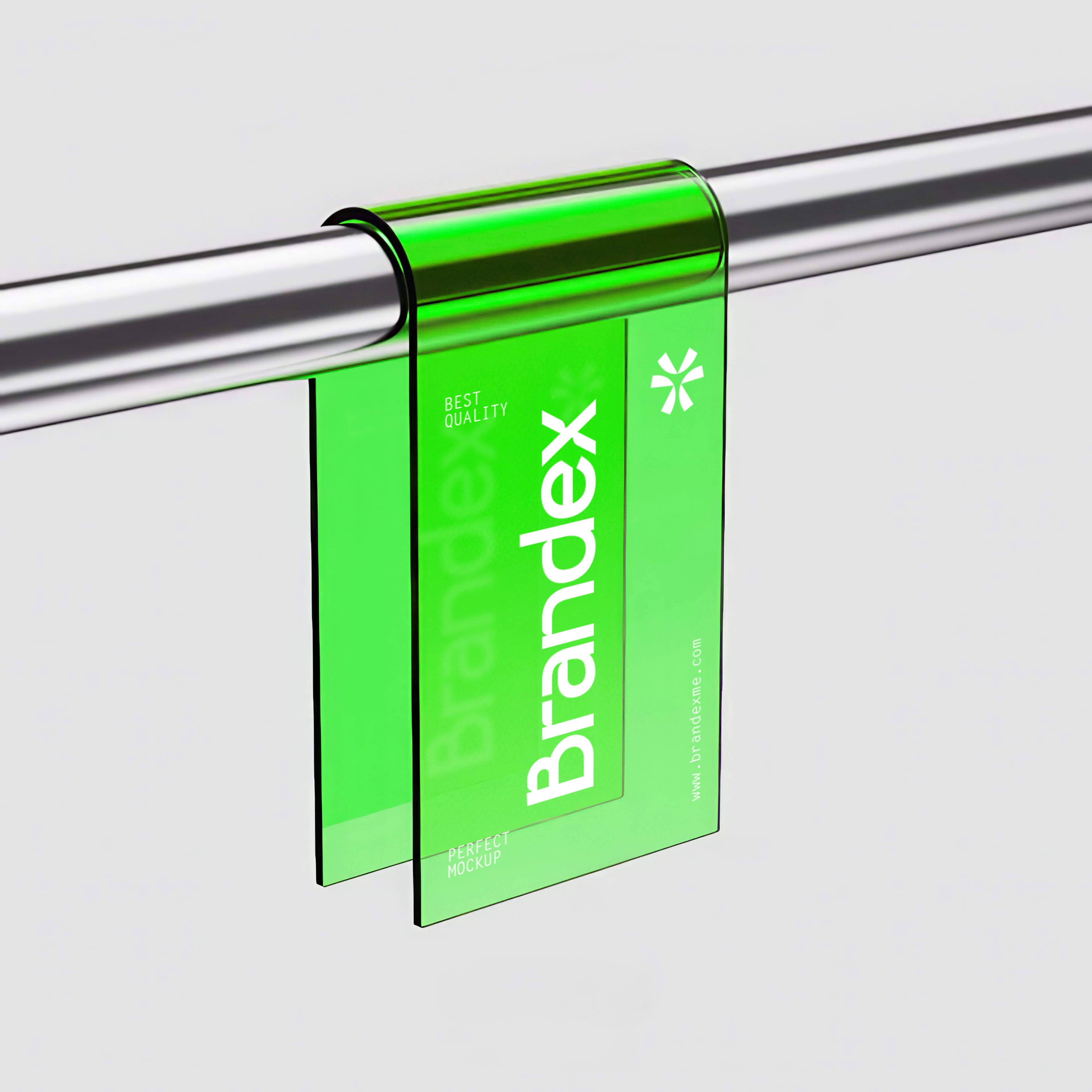 Transparent green door hanger mockup