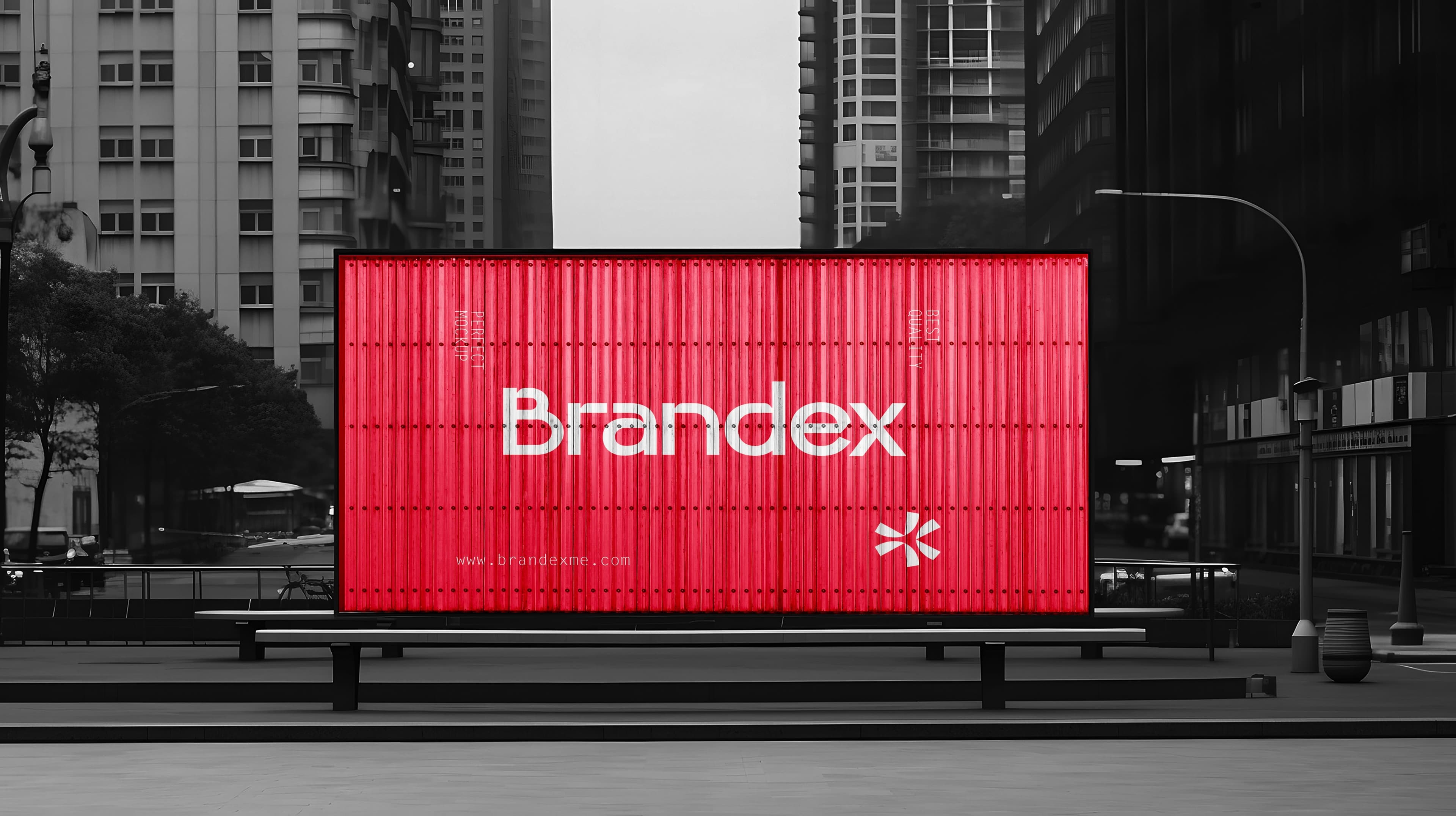Red shipping container billboard mockup