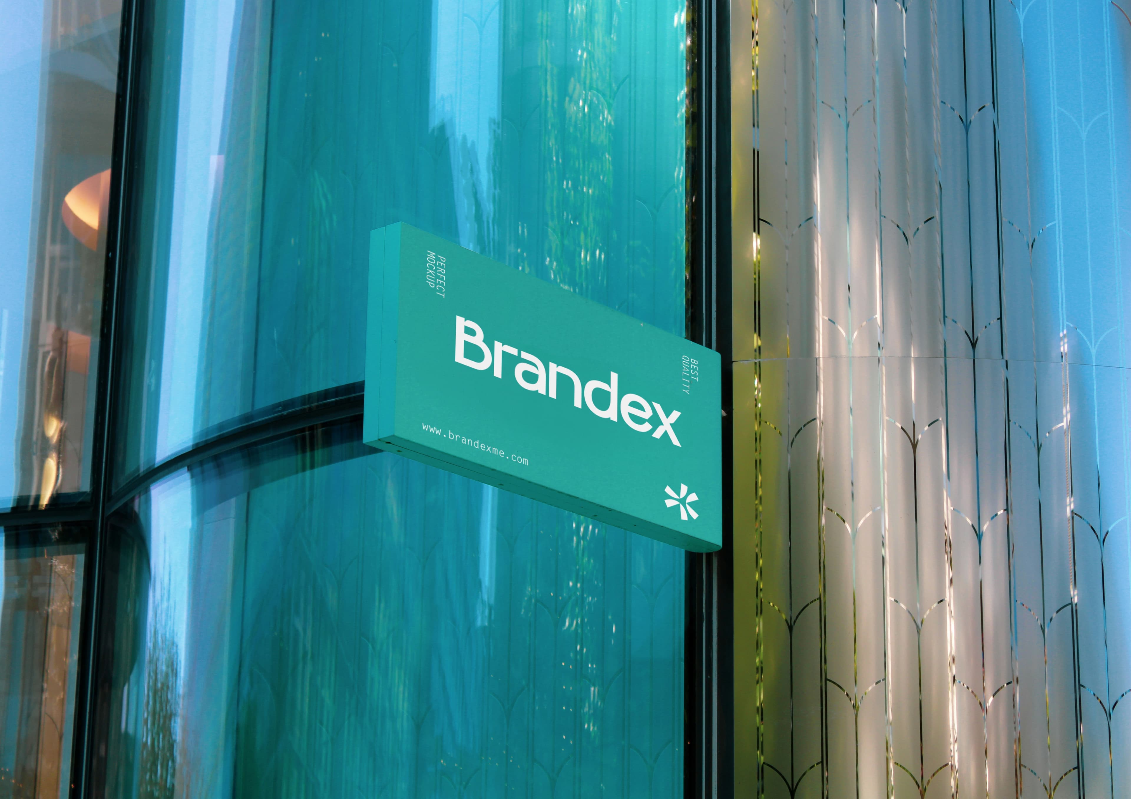 Turquoise storefront sign mockup