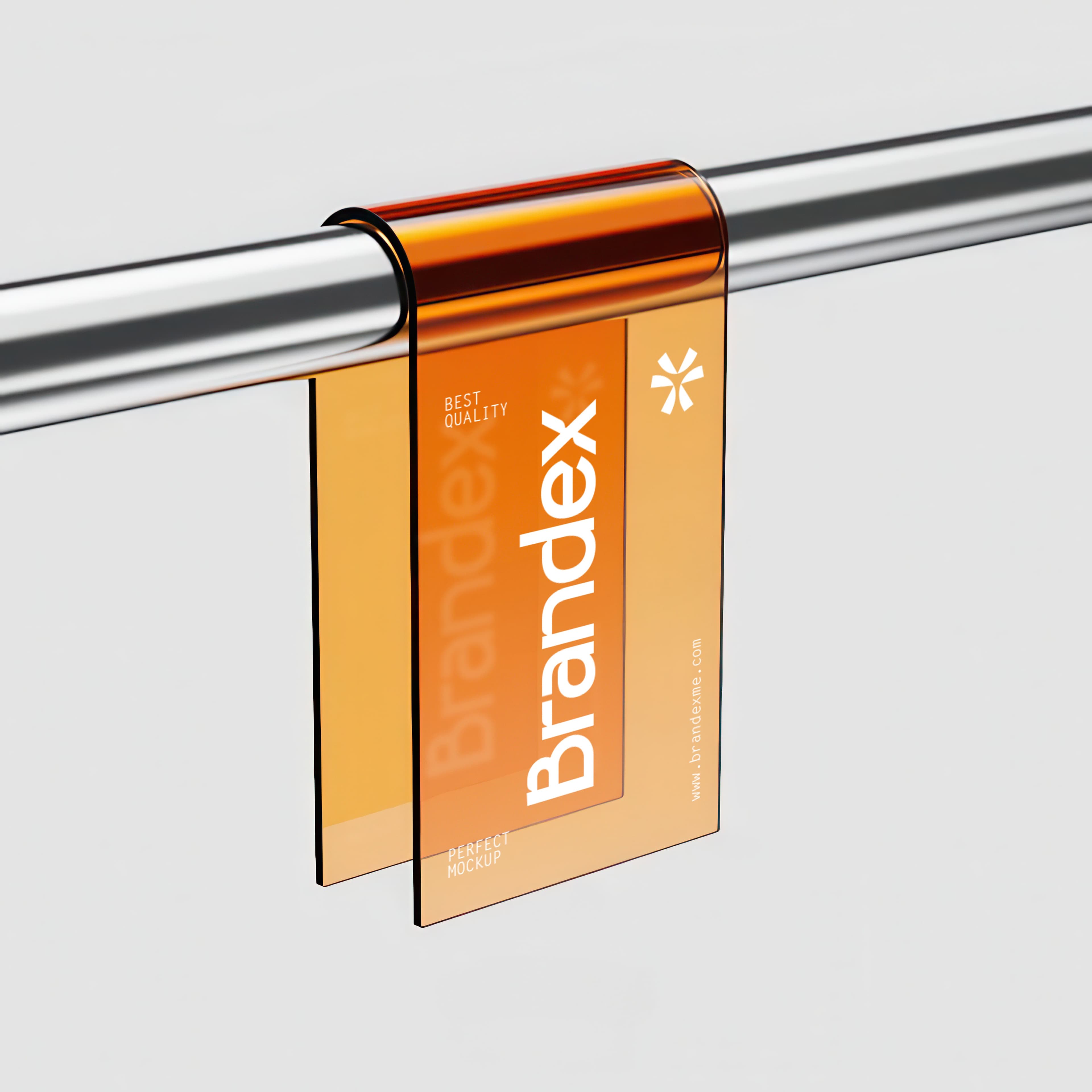 Translucent orange shelf tag mockup