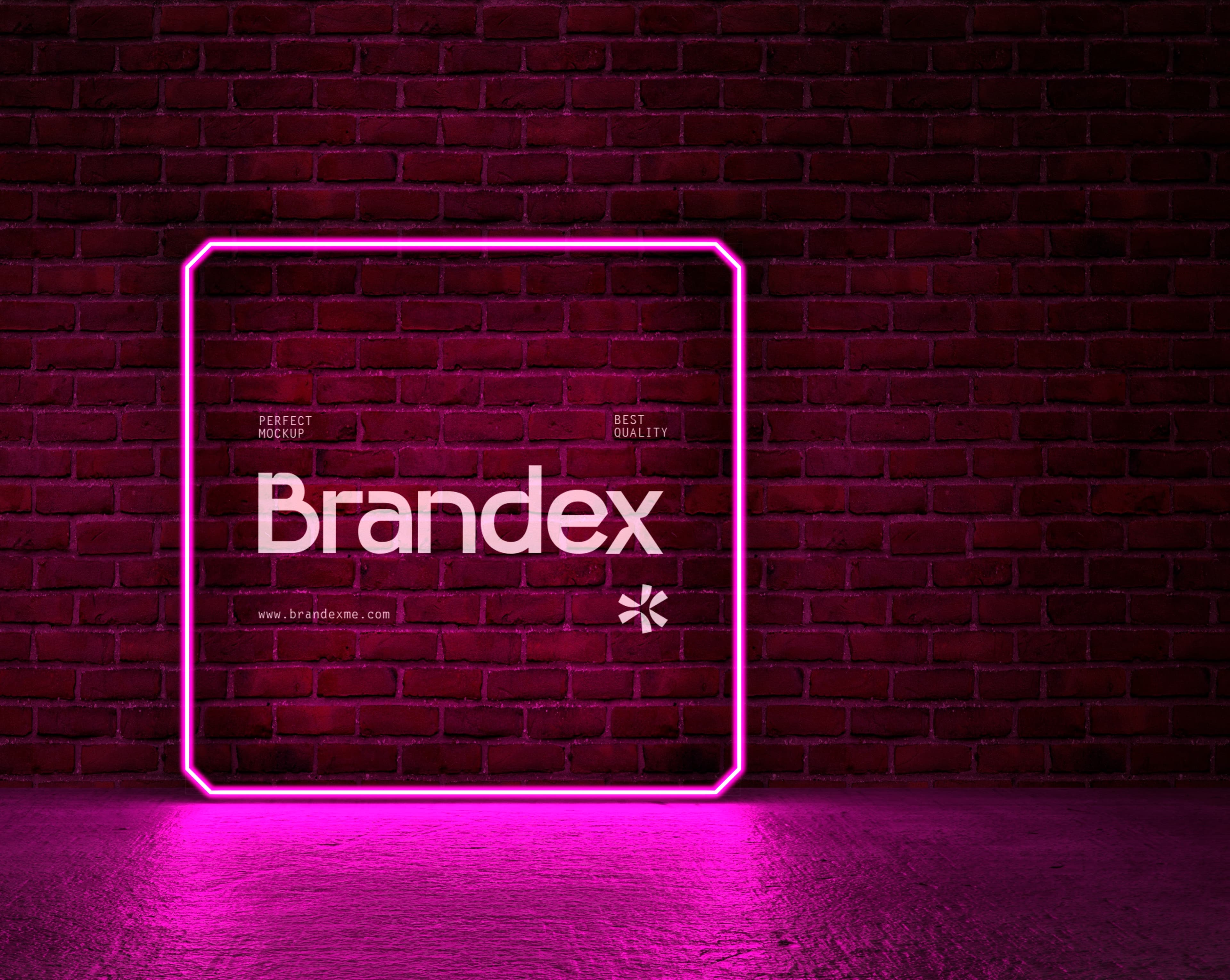 Glowing pink neon frame mockup