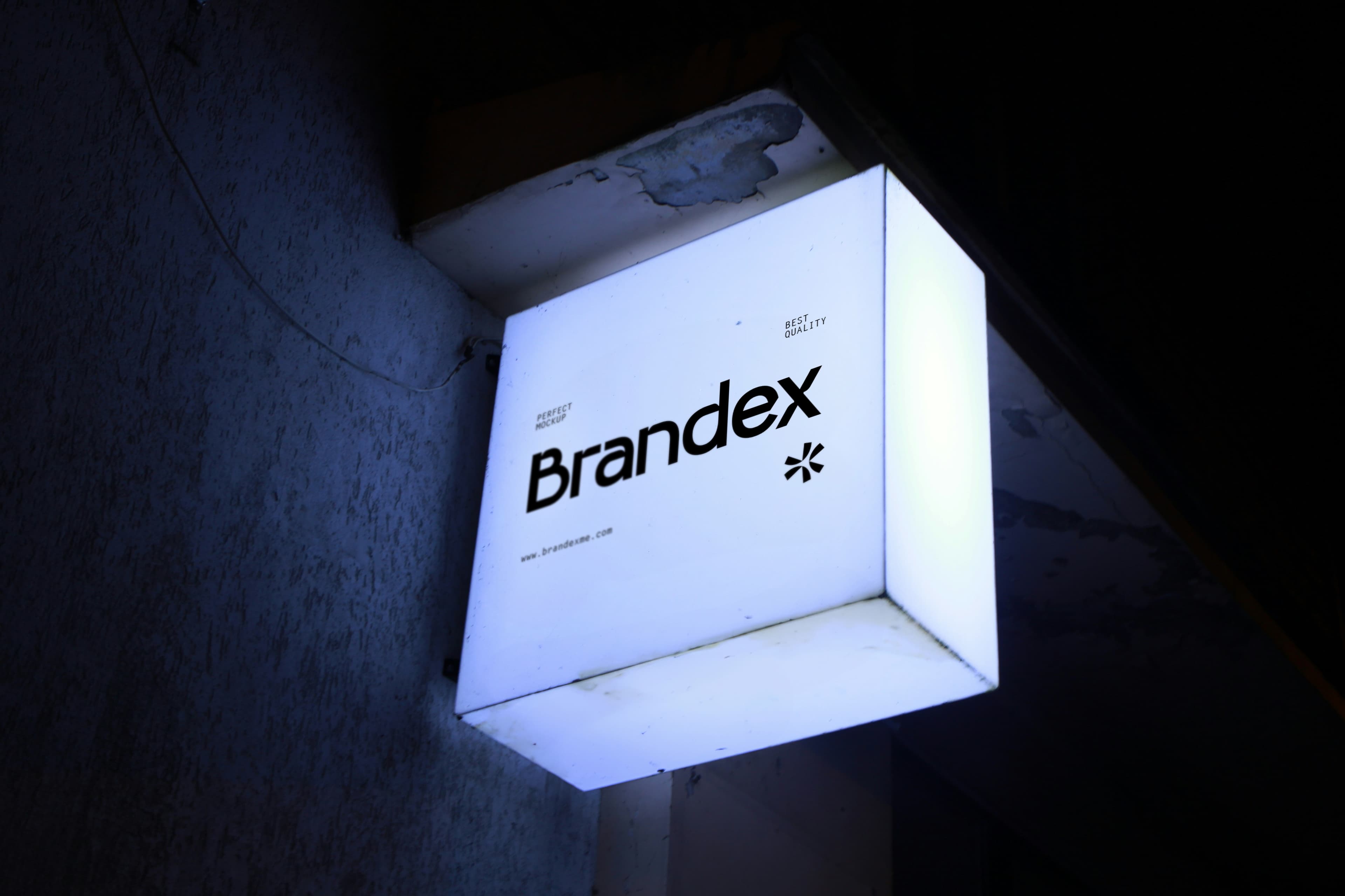 Illuminated square lightbox sign mockup