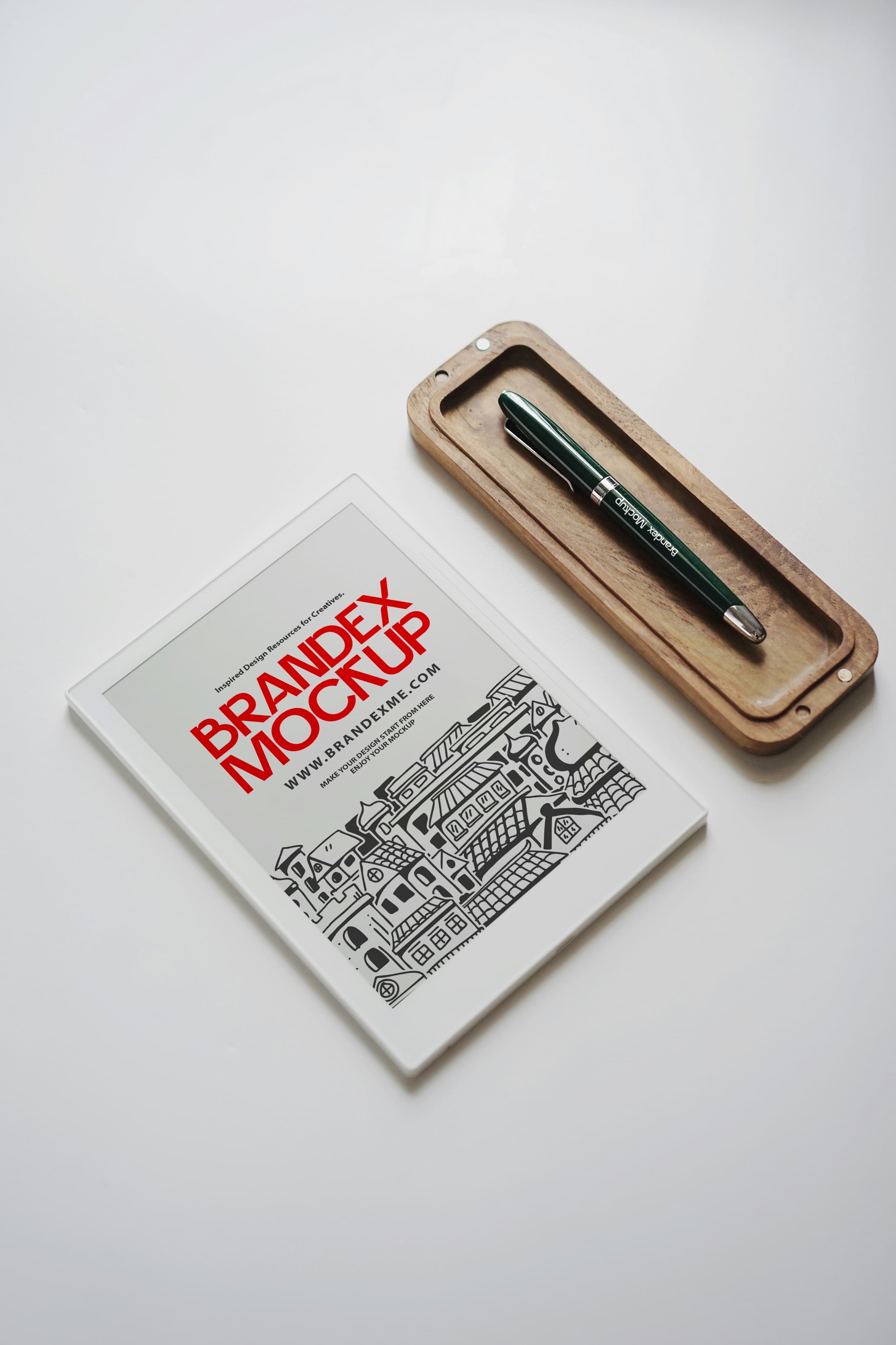 A4 stationery mockup with pen