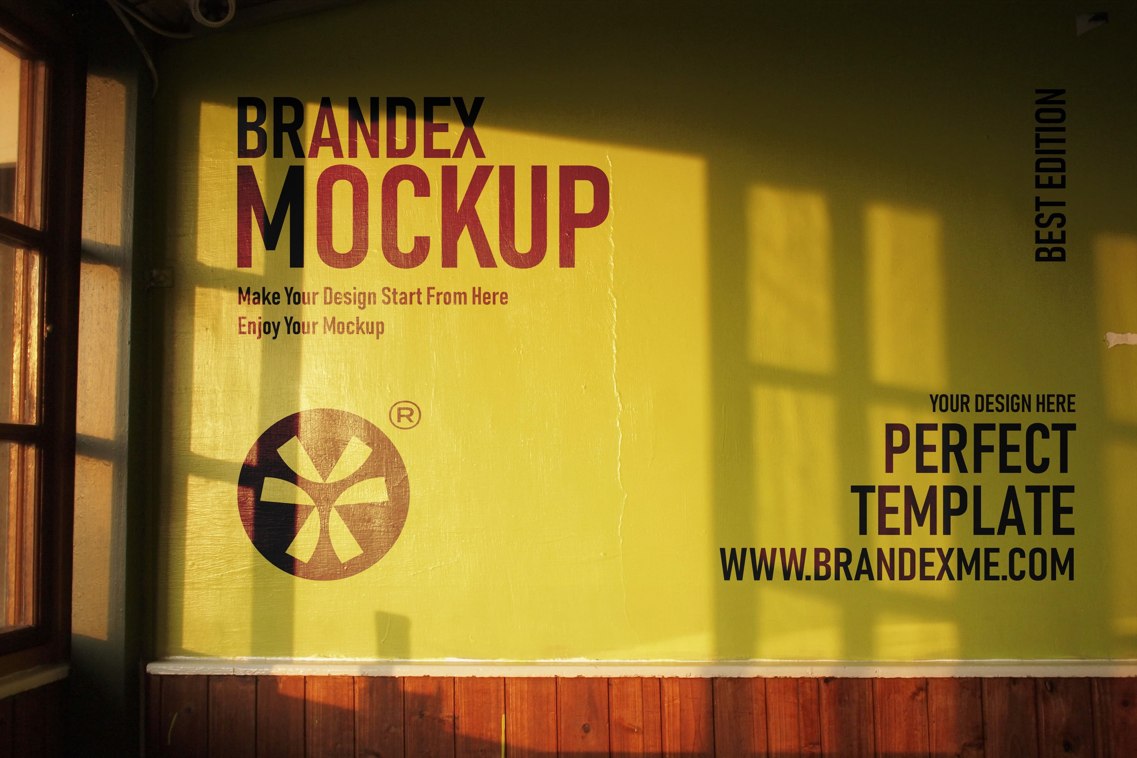 Sunlit green wall logo mockup